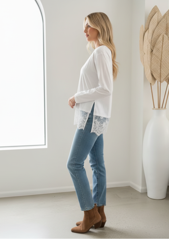 Brodie By Frankie Lace Tee White