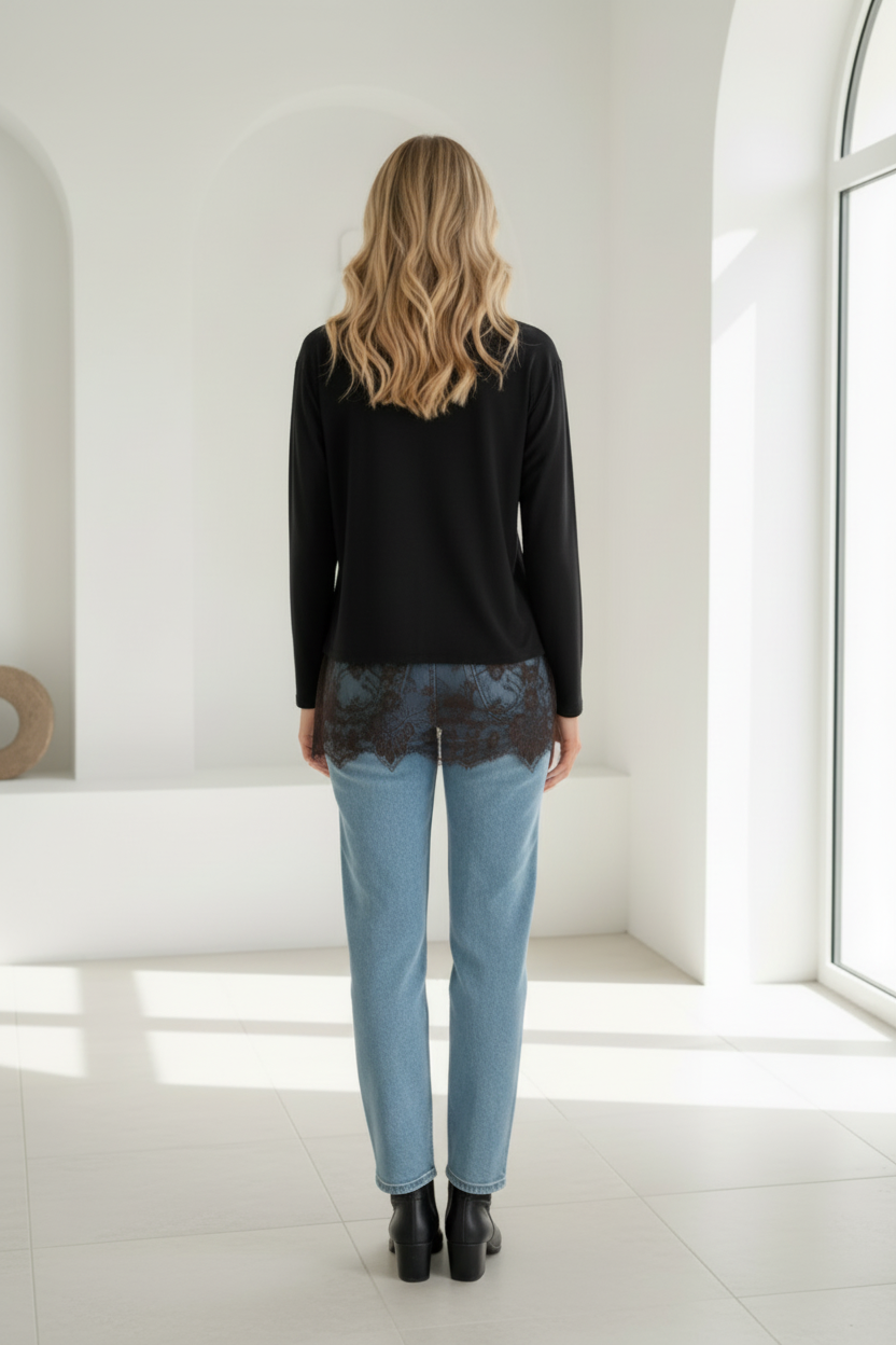 Brodie By Frankie Lace Tee Black