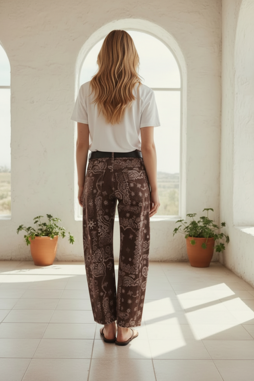 Your Lucky Day Bandana Barrel Pant Chocolate