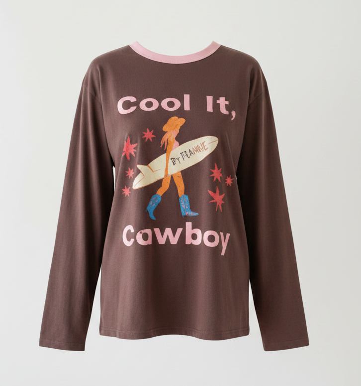 Cool It Cowboy Long Sleeve Tee Chocolate
