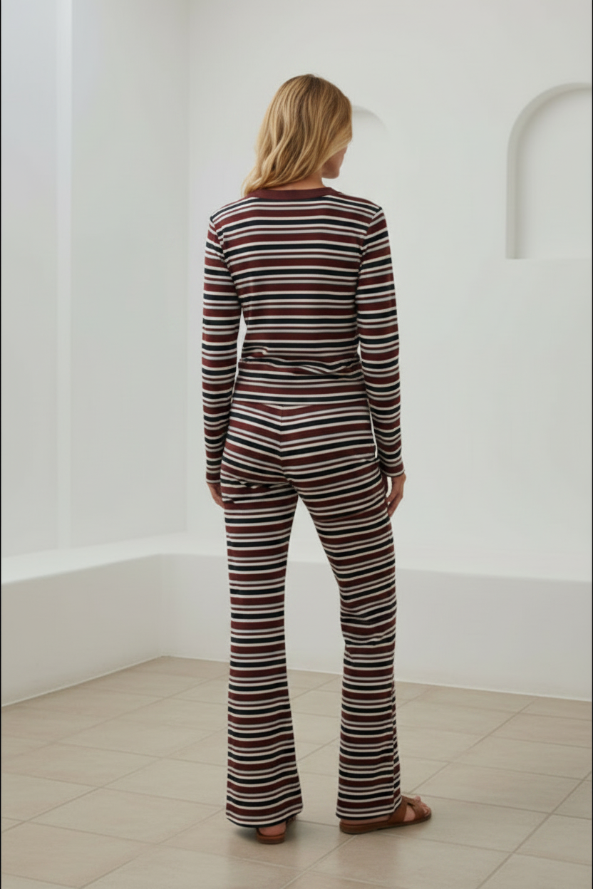 Brianna Jersey Top & Pant Set Choc/Navy
