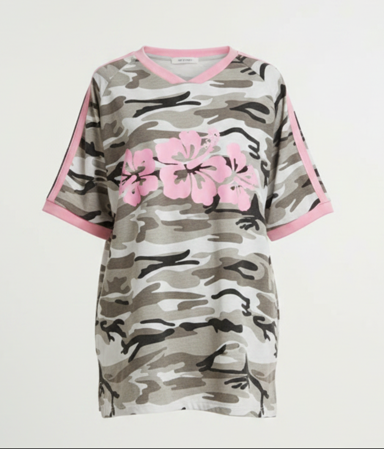 Hibiscus By Frankie Camo Pink Tee