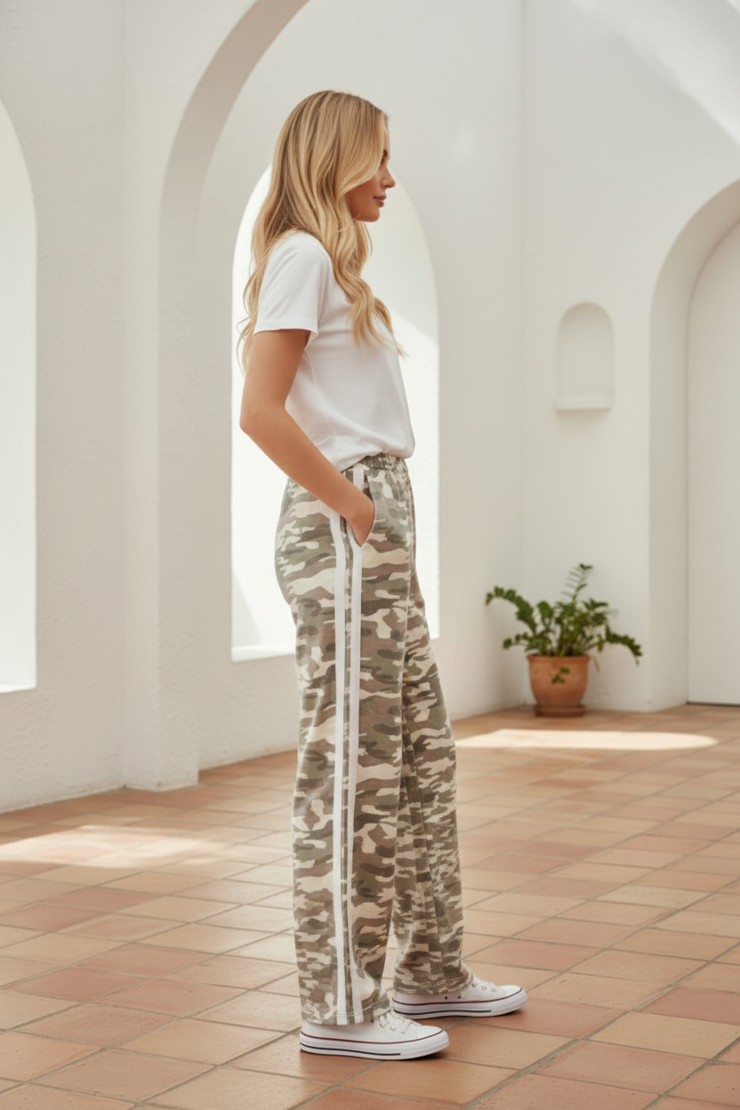 Light Camo White Stripe Racer Pant