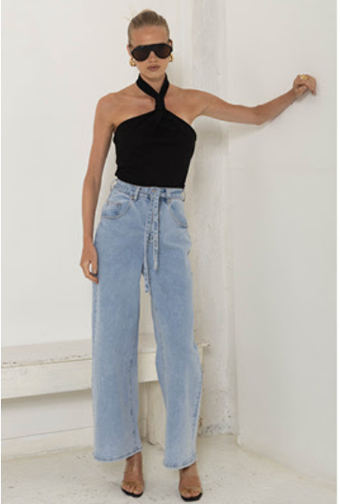 Airforce Blue Barrel Jeans
