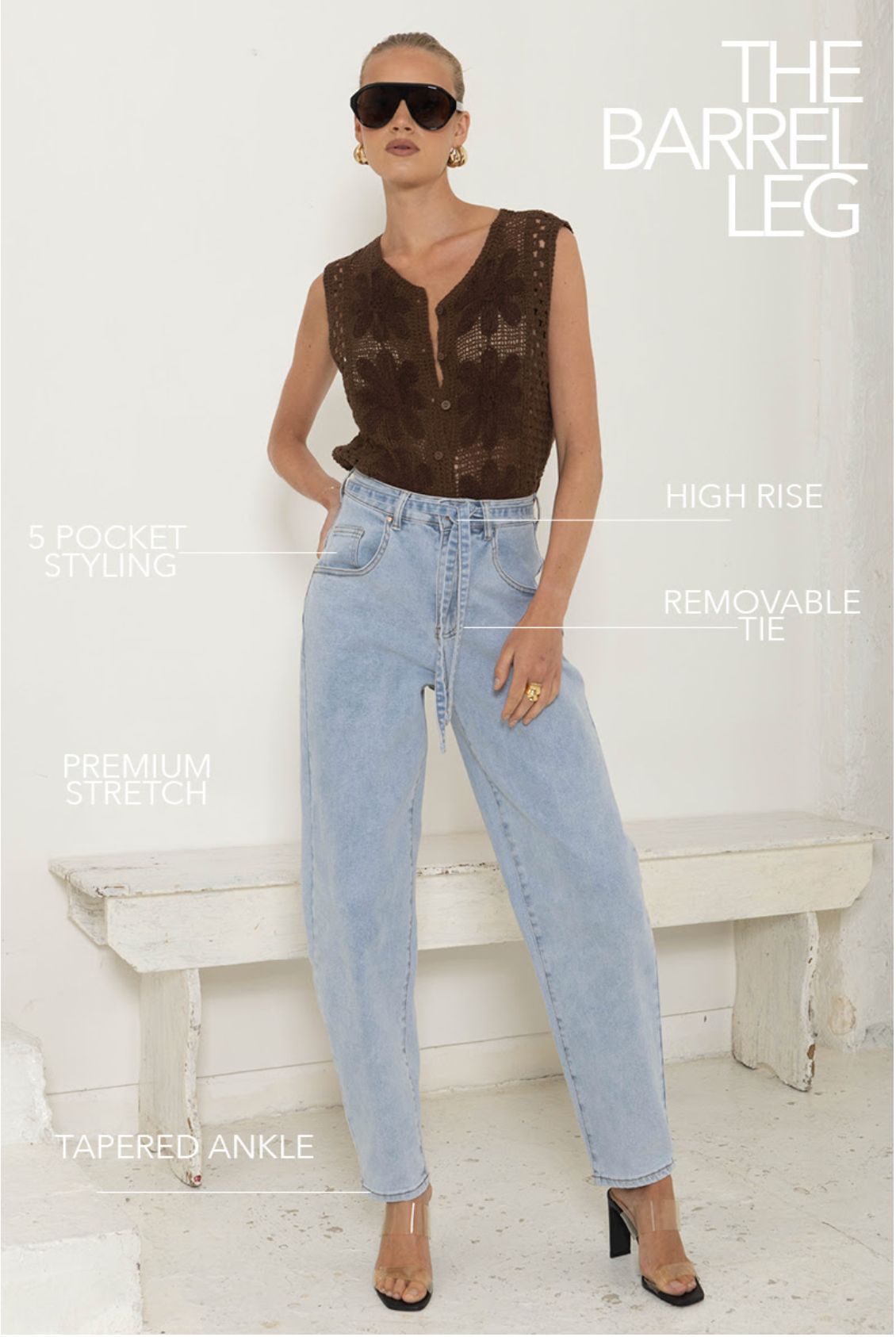 Airforce Blue Barrel Jeans