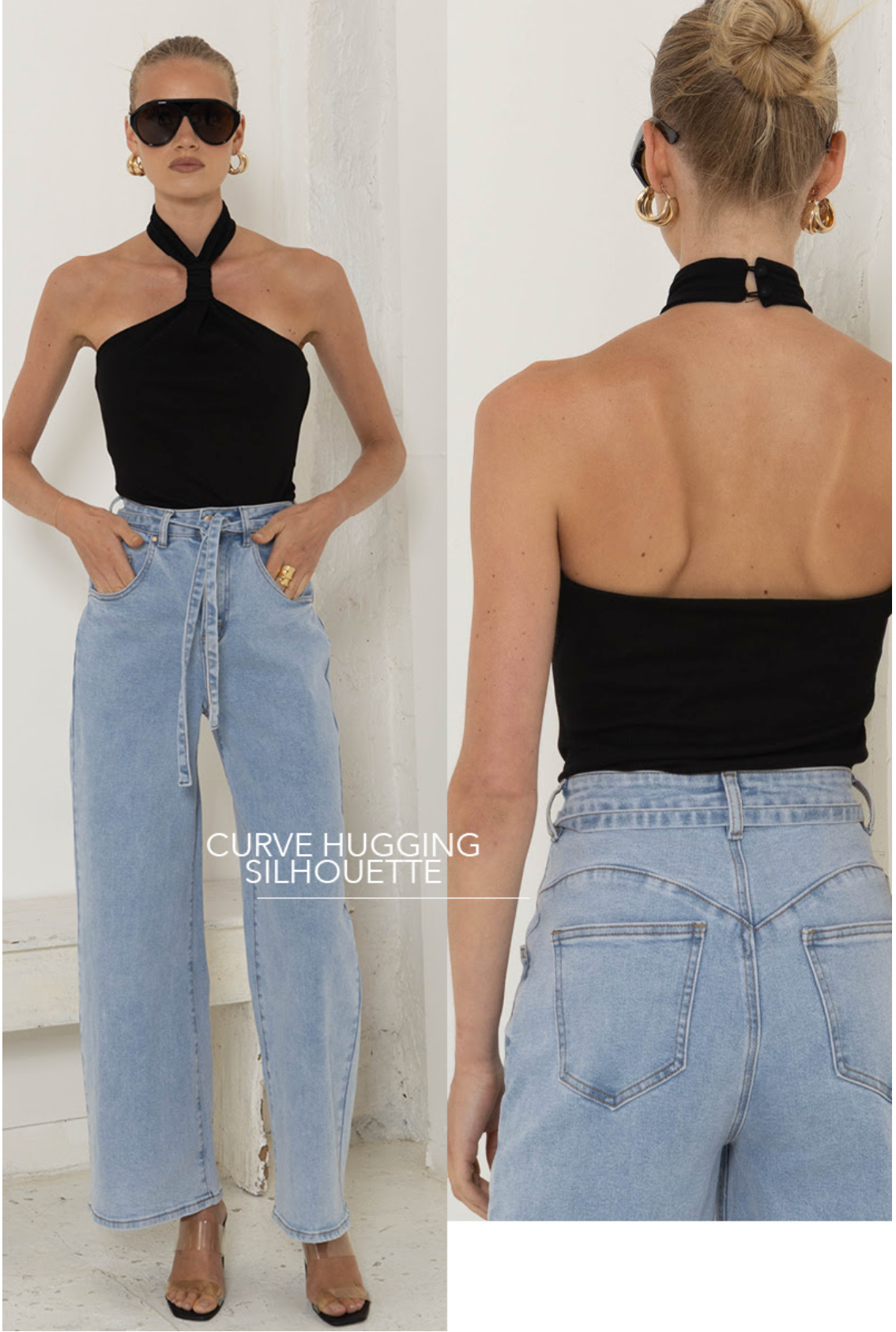 Airforce Blue Barrel Jeans