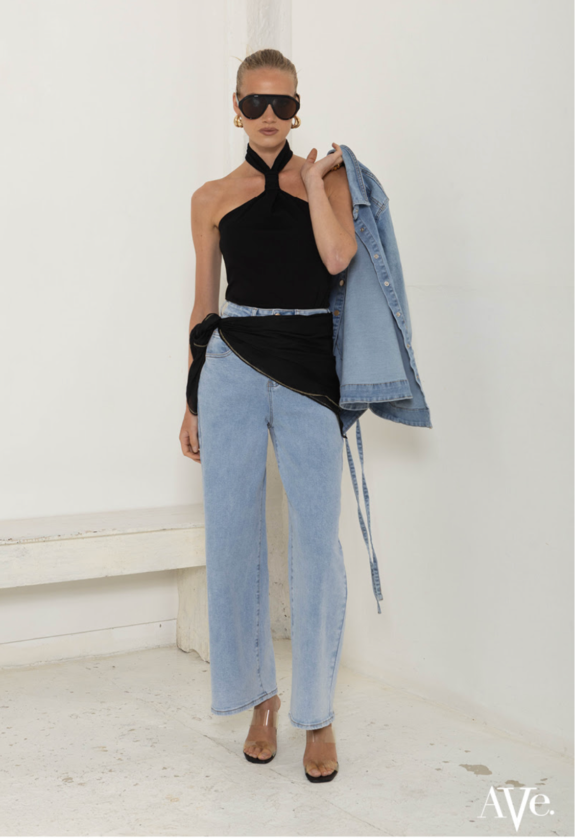 Airforce Blue Barrel Jeans