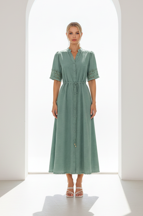 Astrid Midi Dress Mid-Green