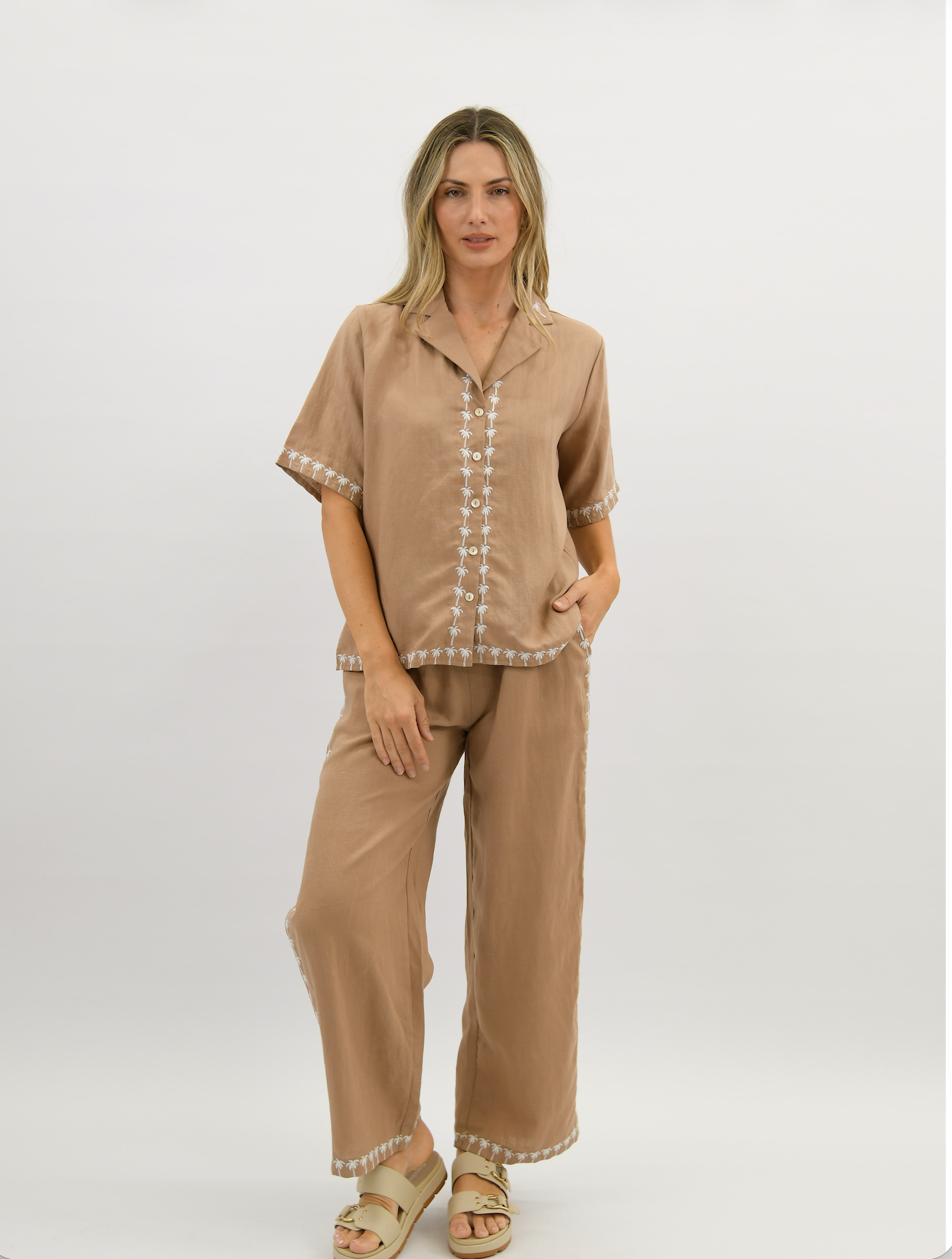 Palmer Linen Blend Shirt Mocha