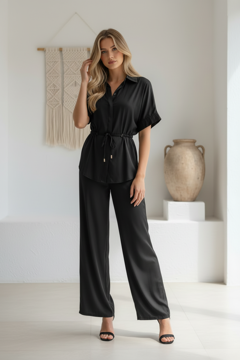 Imogen 2 Piece Top & Pant Set Black
