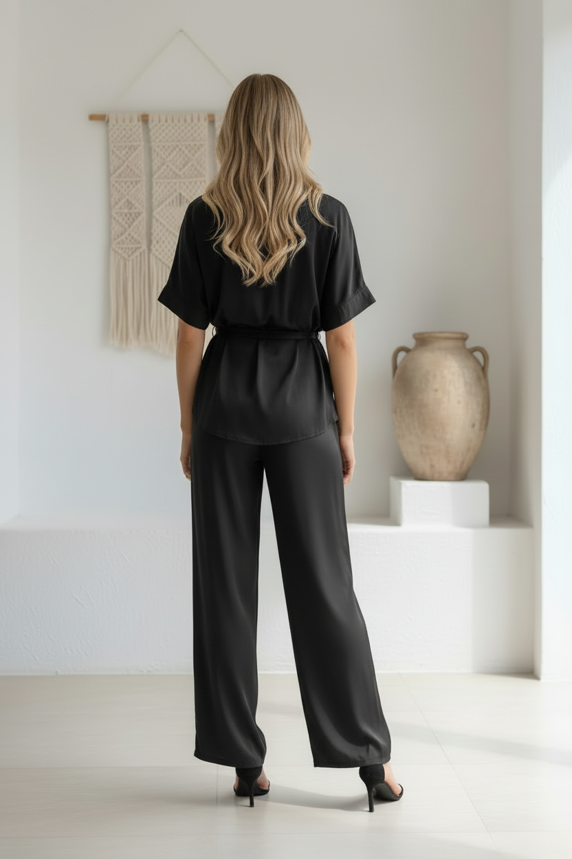 Imogen 2 Piece Top & Pant Set Black