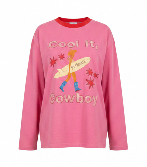 Cool It Cowboy Long Sleeve Tee Pink