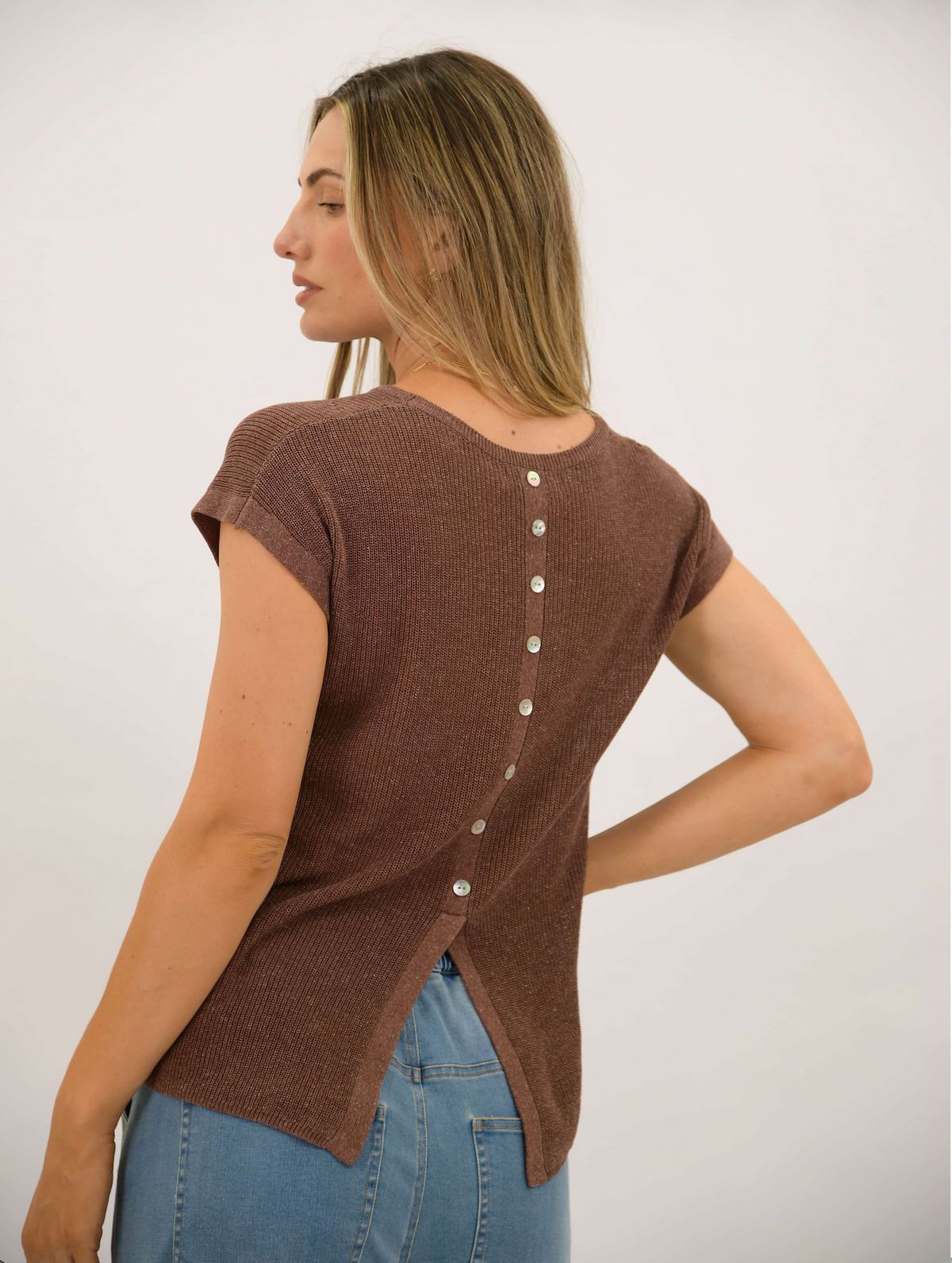 Sunday Button Back Knit Chocolate