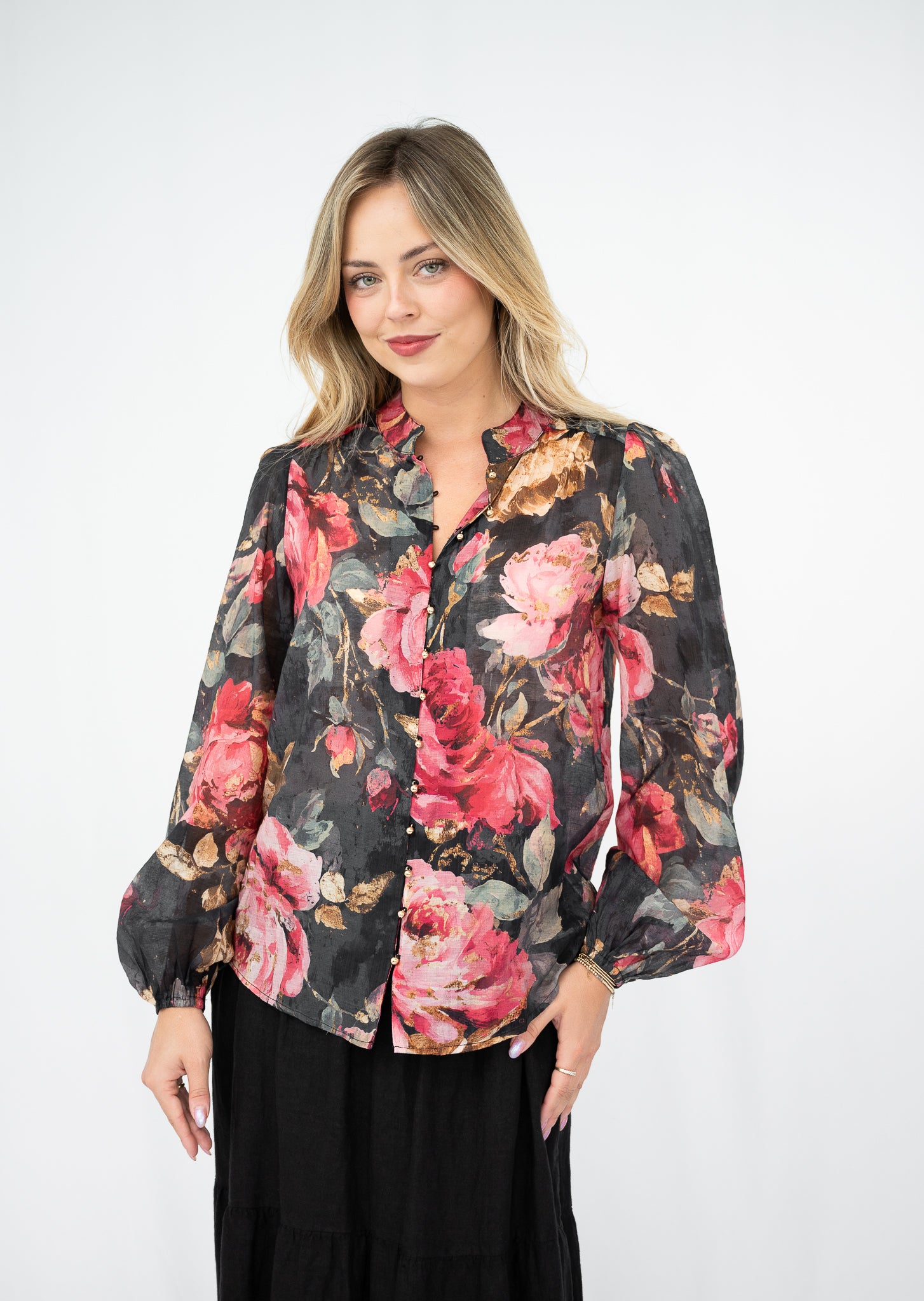 Rose Garden Blouse Black