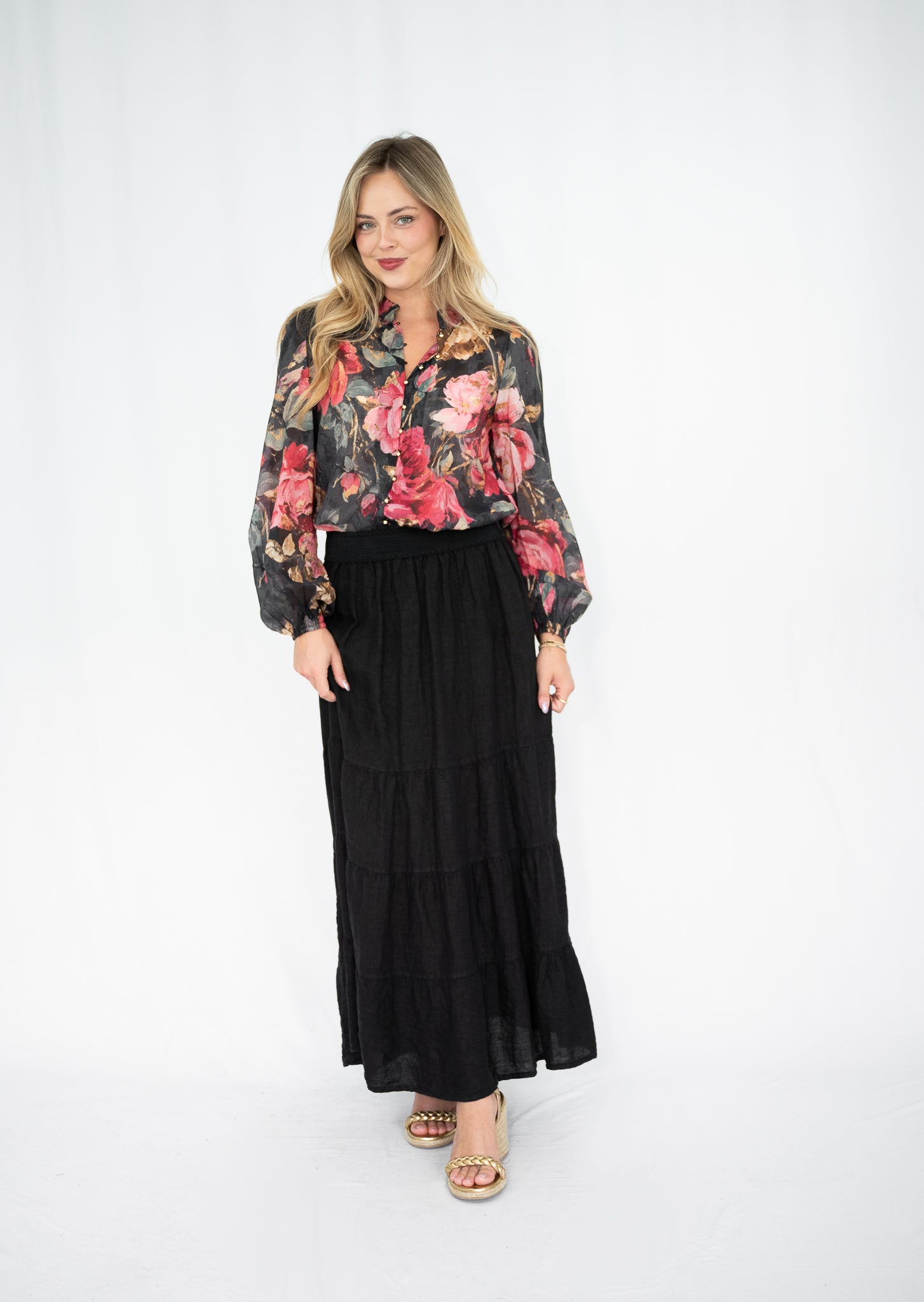 Rose Garden Blouse Black