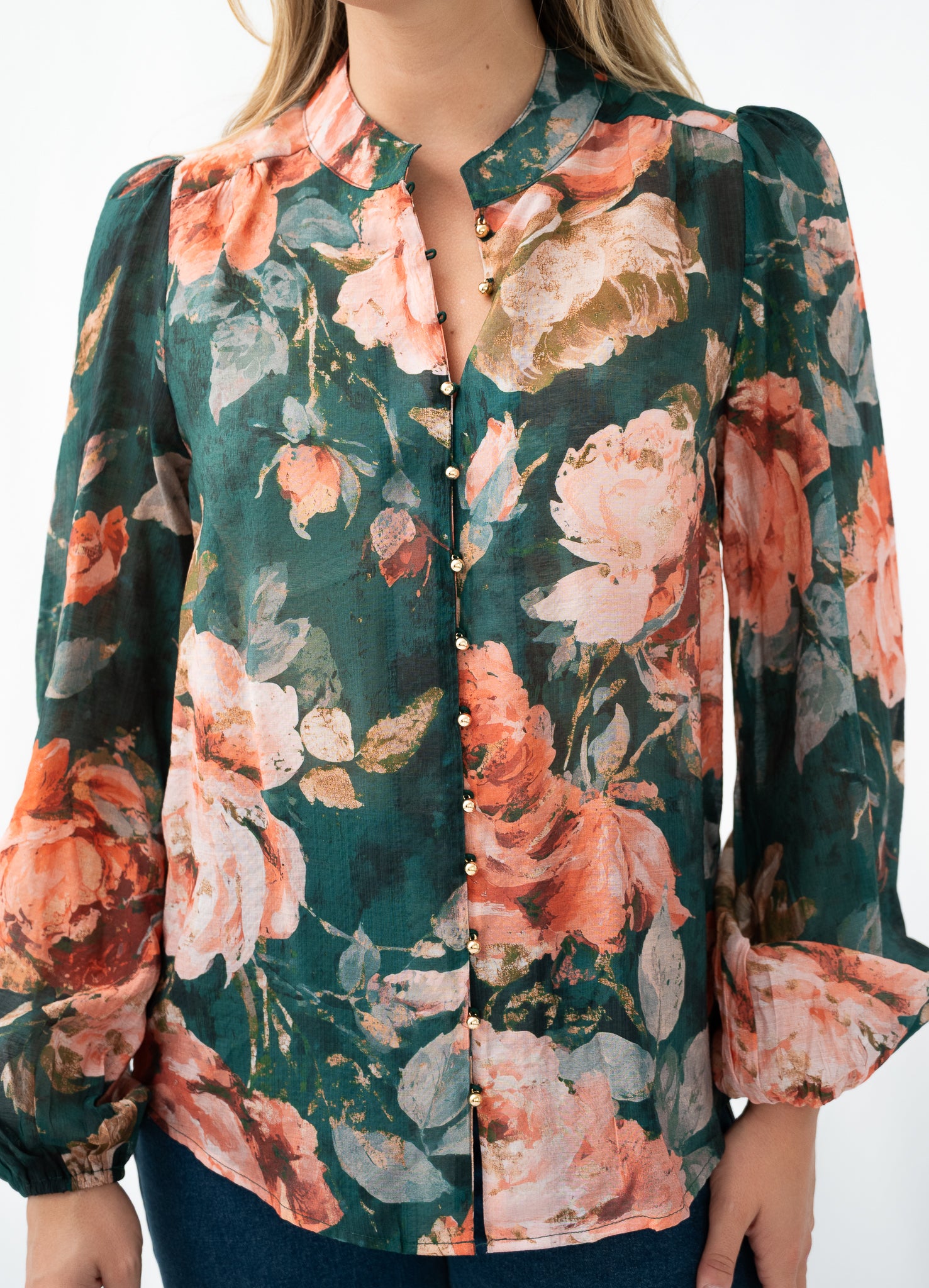 Rose Garden Blouse Forest Green