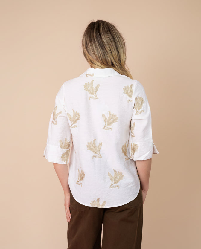 Mali Gold Petal Blouse White