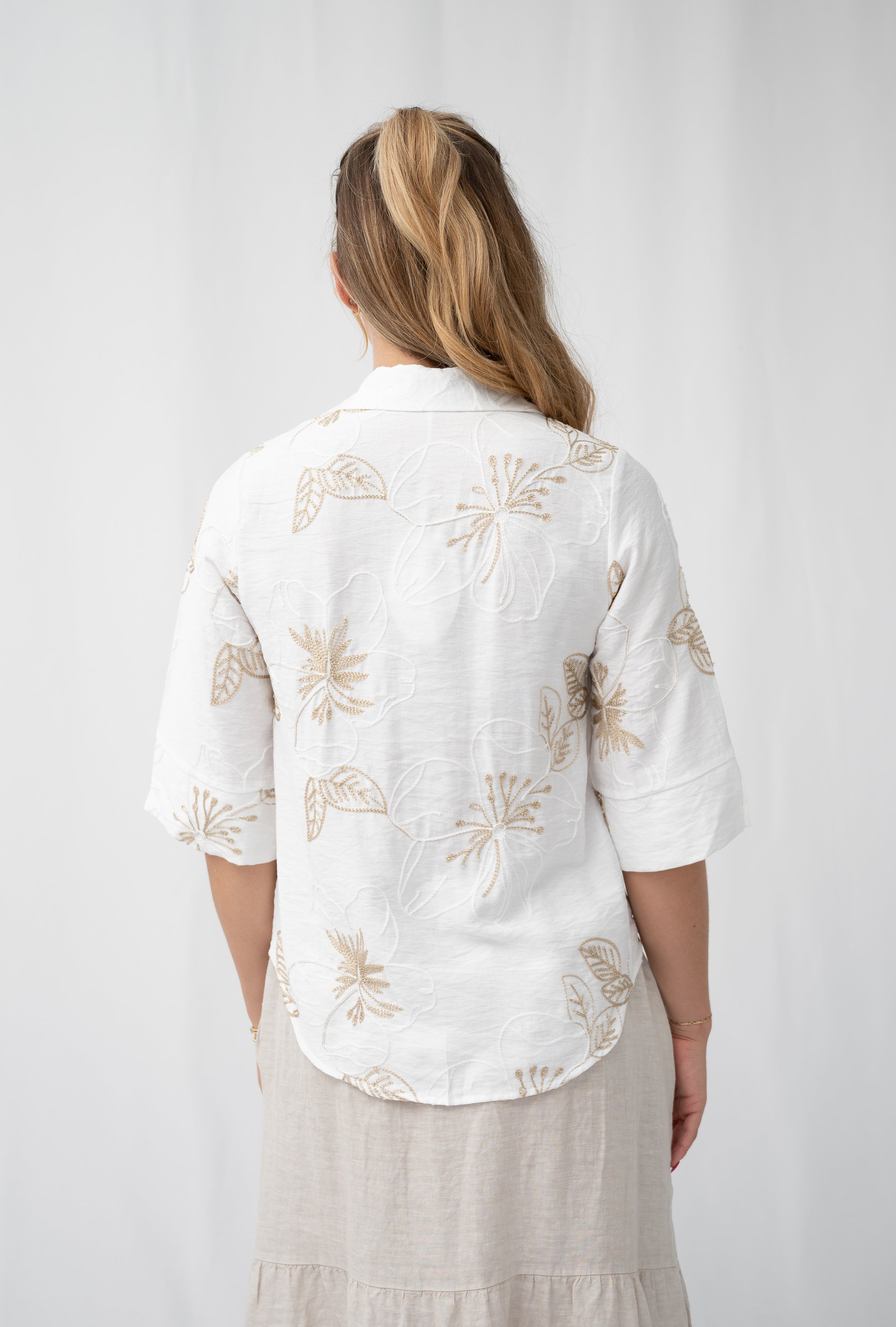Golden Leaves Shirt White