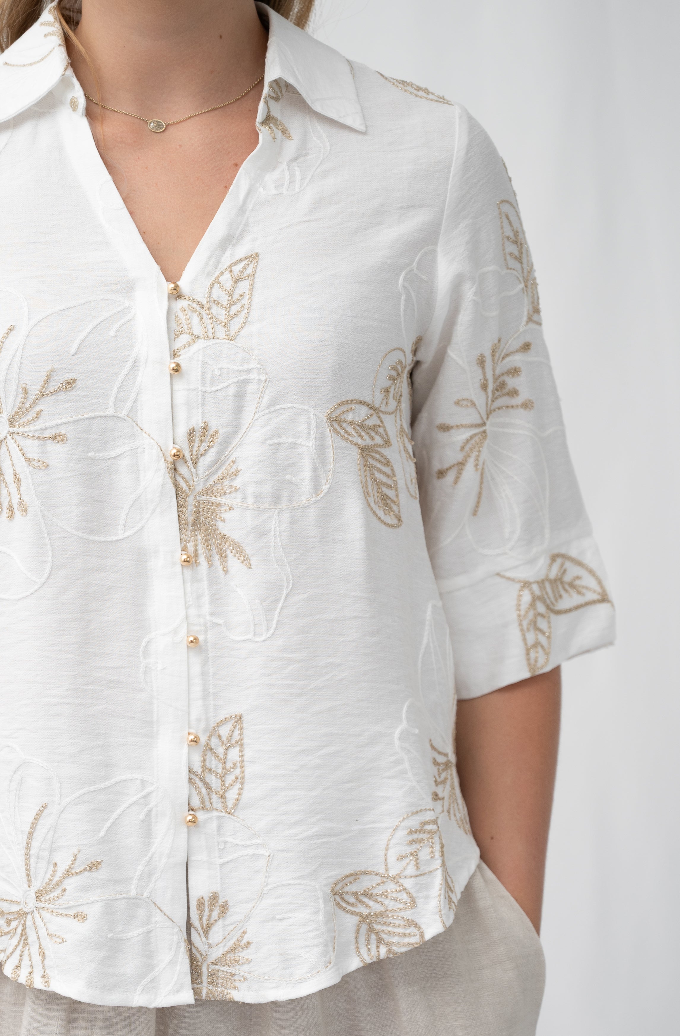 Golden Leaves Shirt White