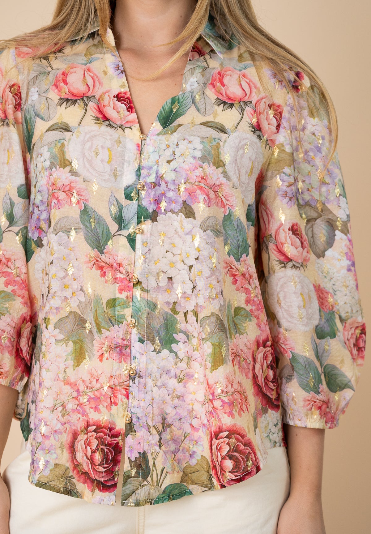 Thalia Foil Print Blouse