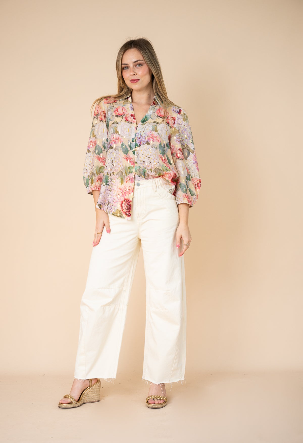Thalia Foil Print Blouse