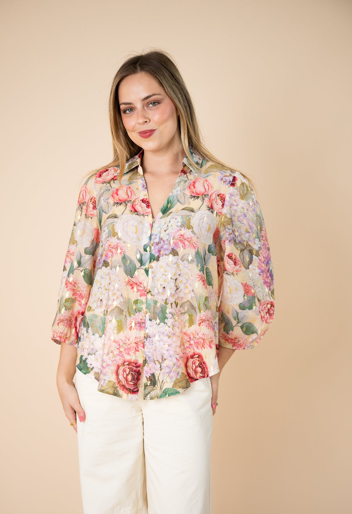 Thalia Foil Print Blouse
