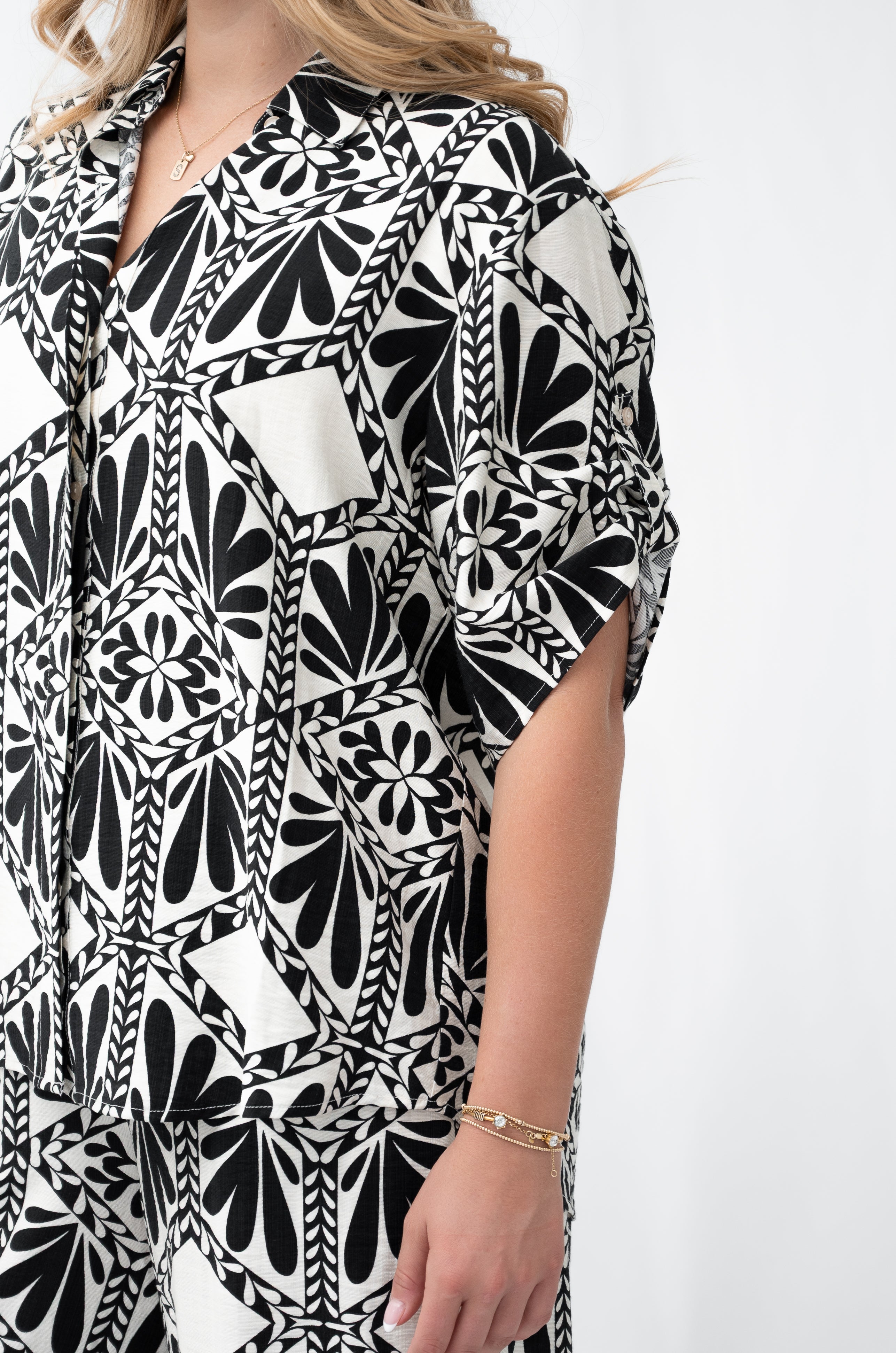Gia Tile Print Shirt Black