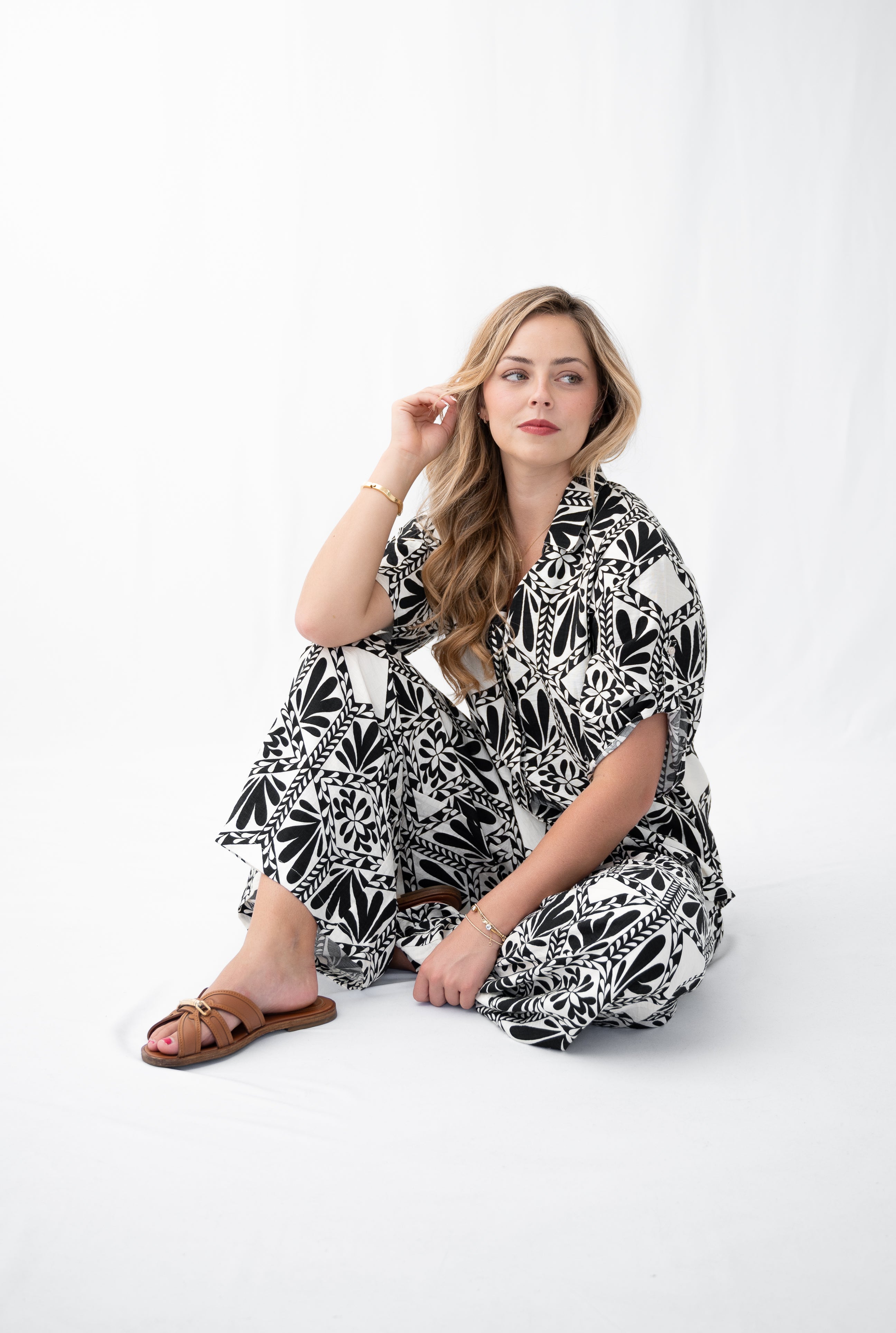 Gia Tile Print Shirt Black