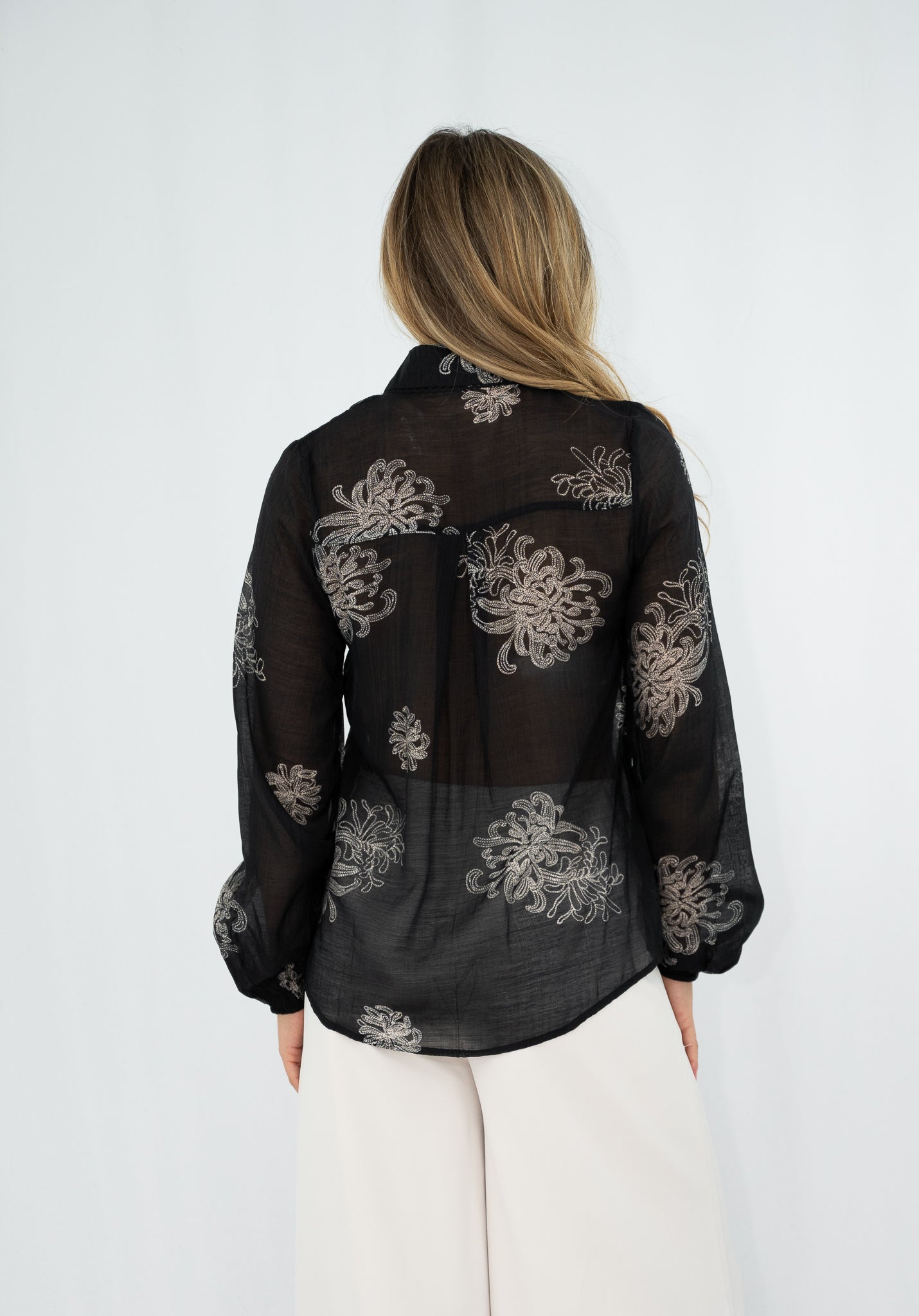 Chrysanthemum Lace Blouse Black