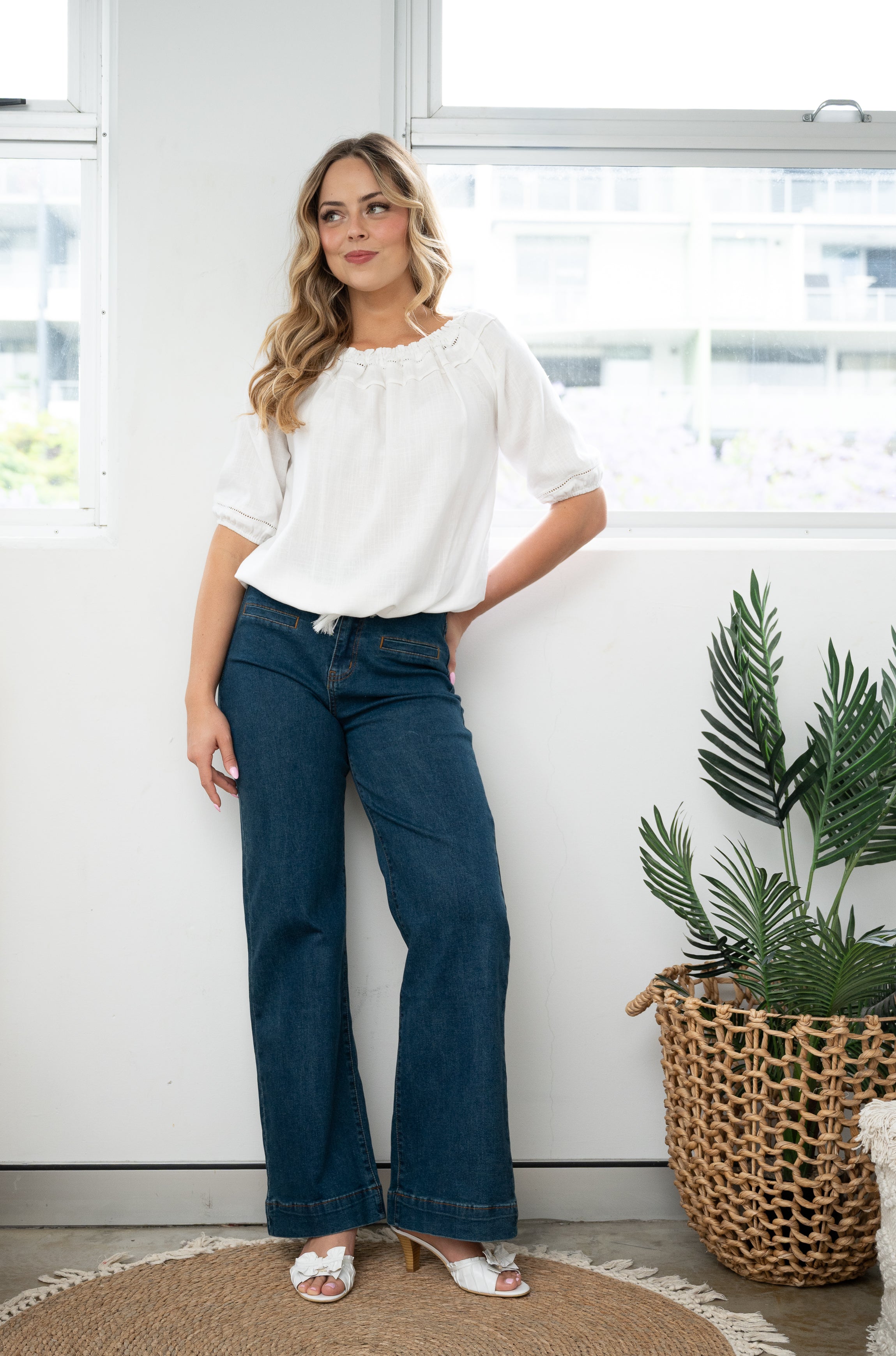 Tanni Peasant Top White