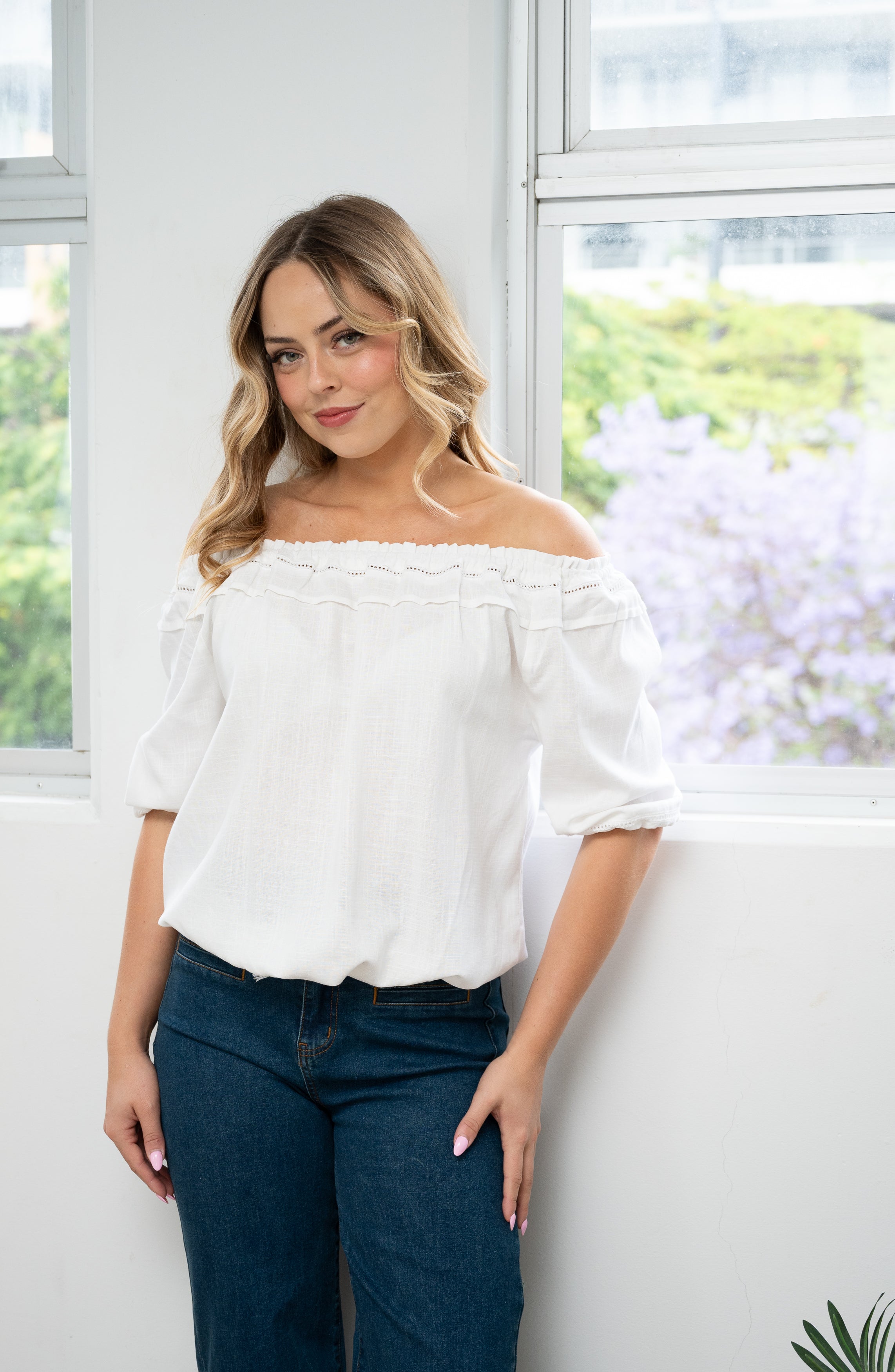 Tanni Peasant Top White