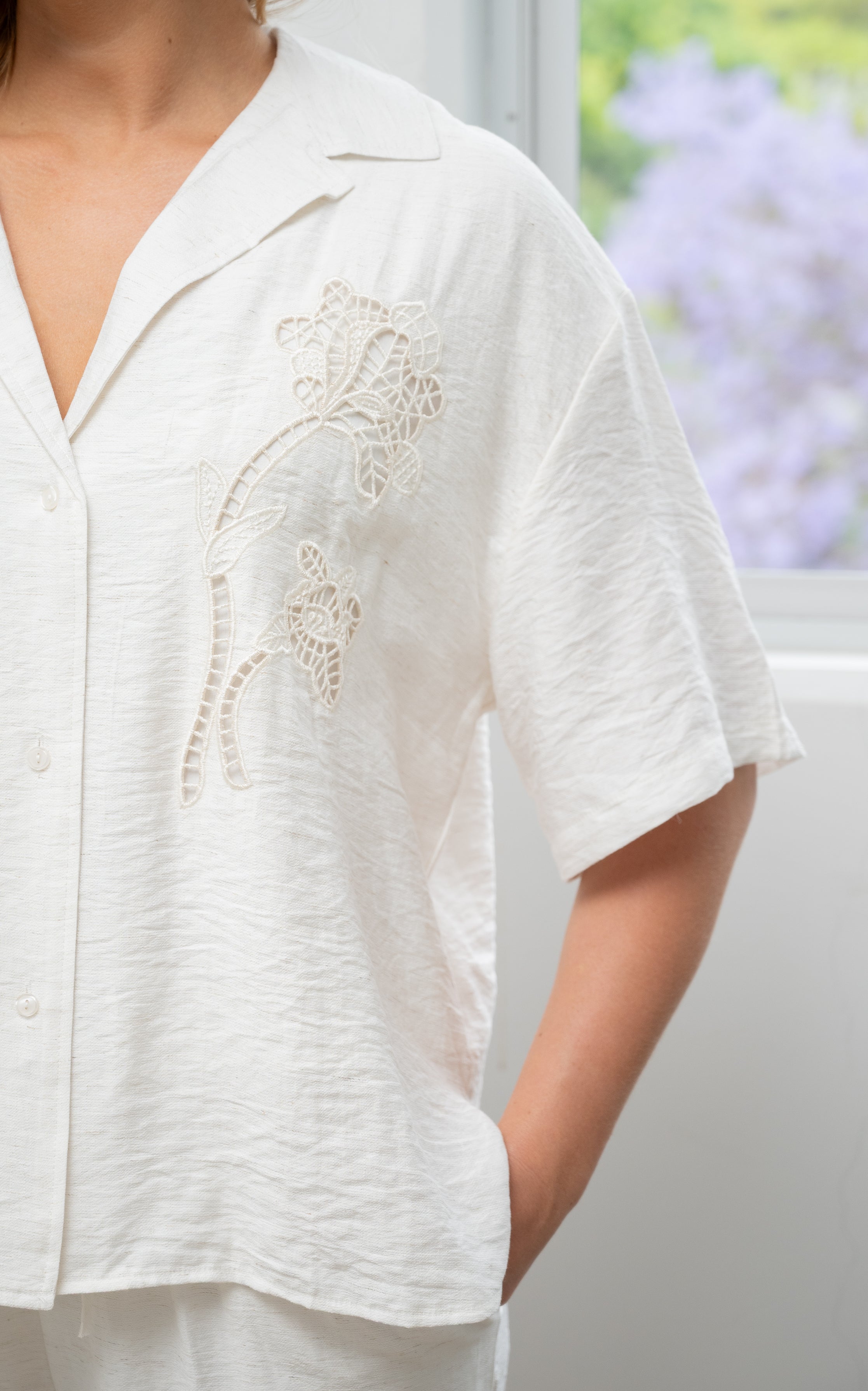 Sol Beige Embroidered Shirt