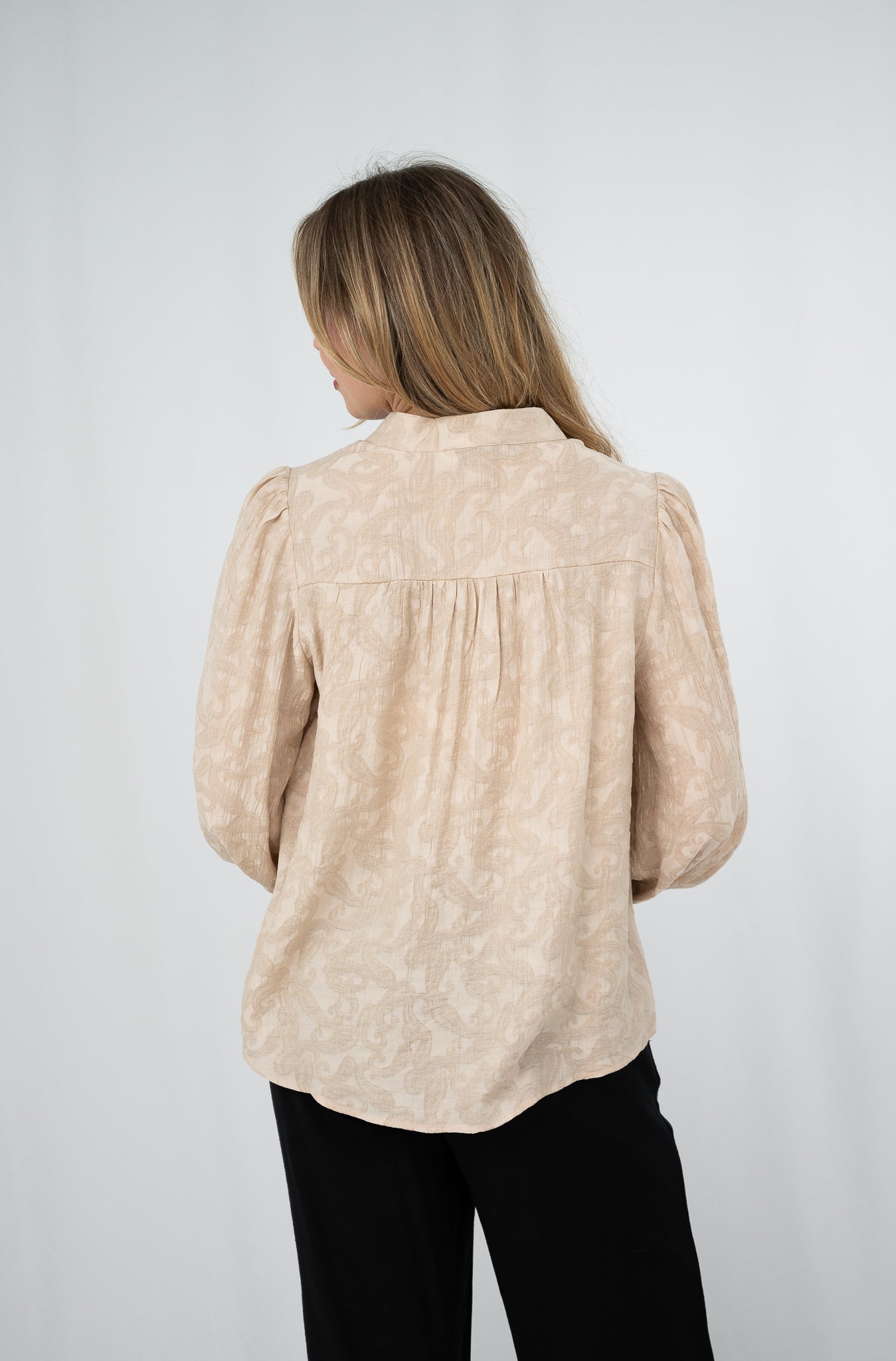 Zahra Jacquard Blouse Beige