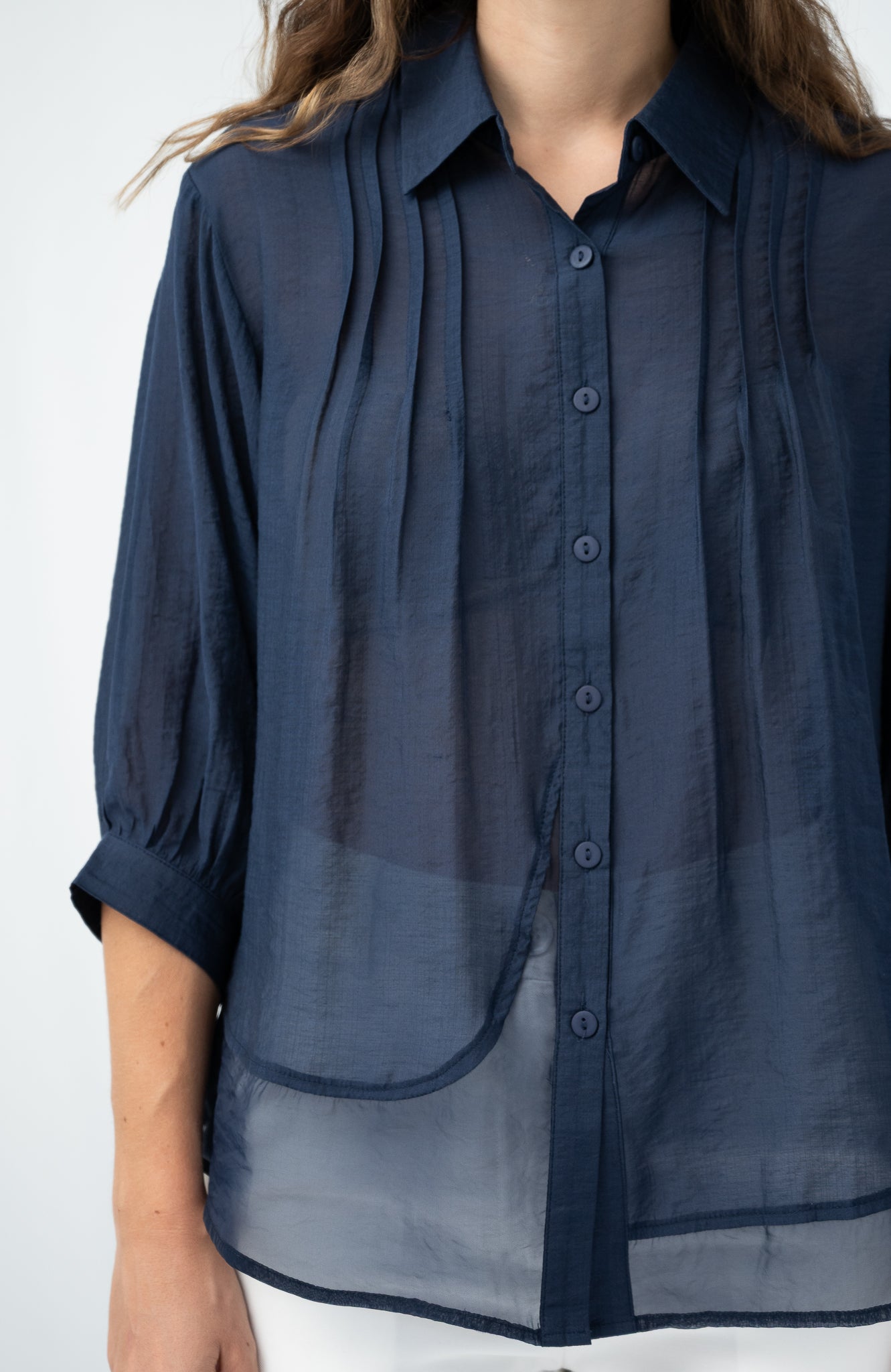 Organza Hem Shirt Navy