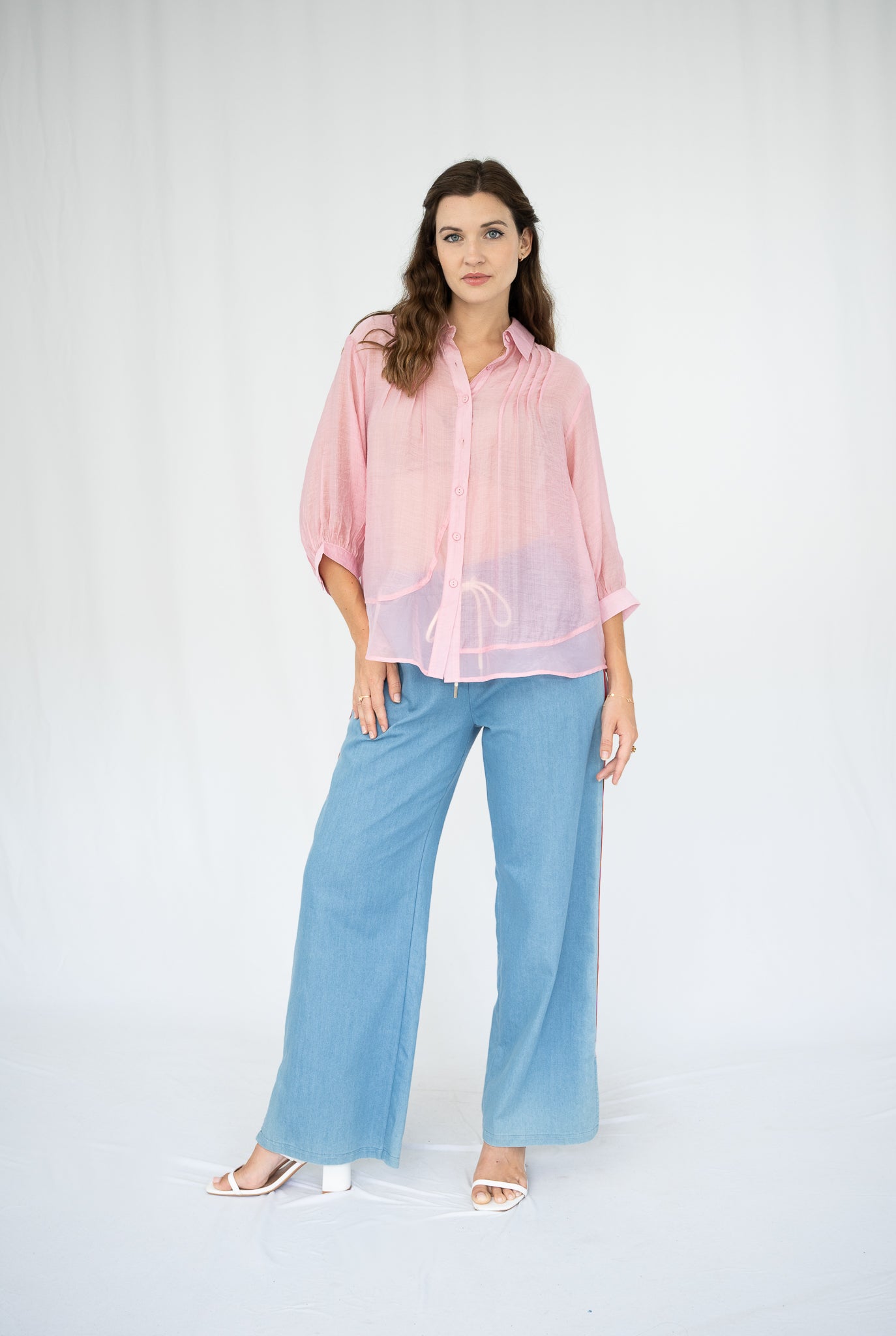 Organza Hem Shirt Pink