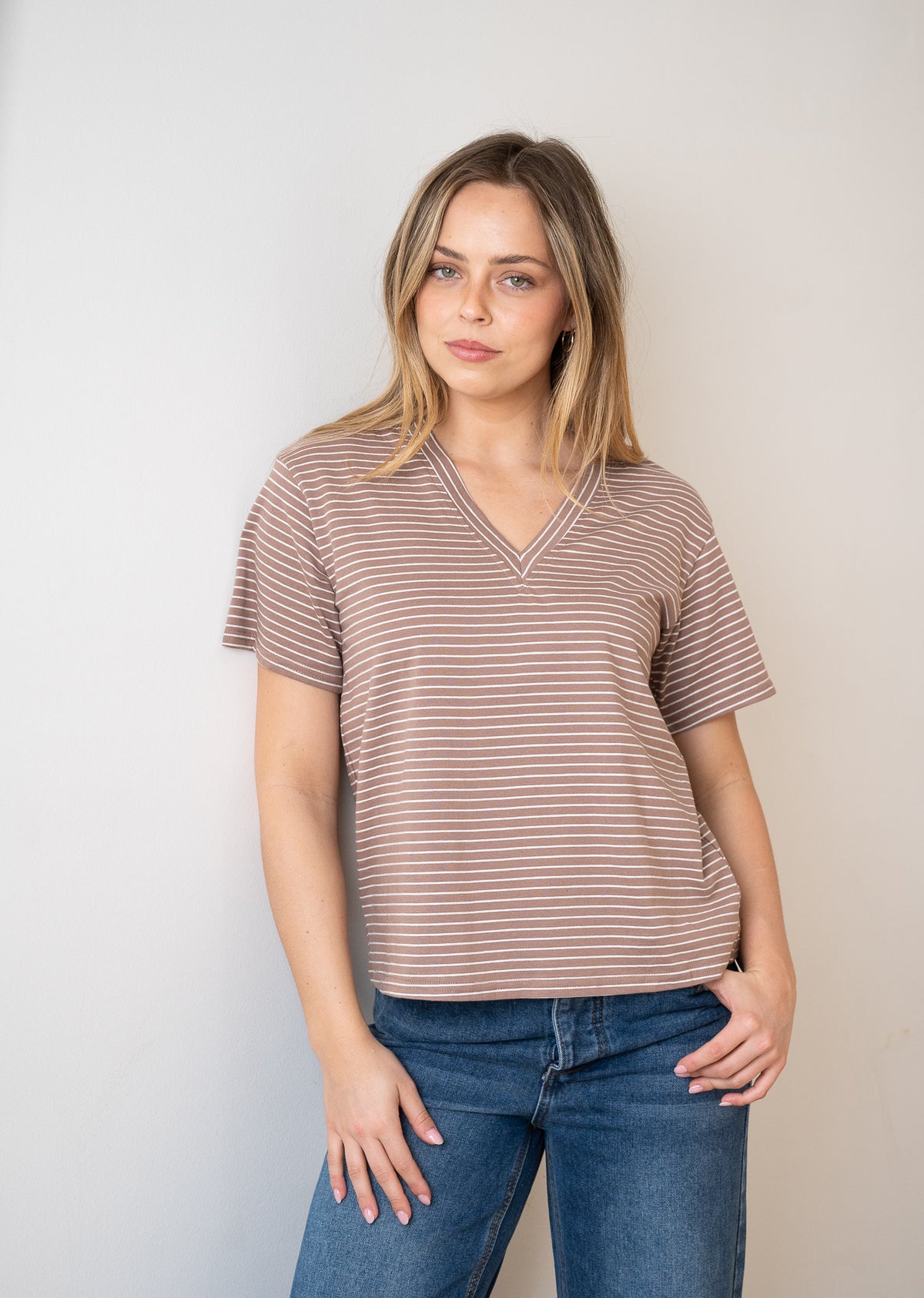Pin Stripe Tee Mocha