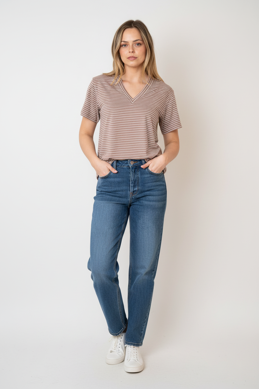 Pin Stripe Tee Mocha