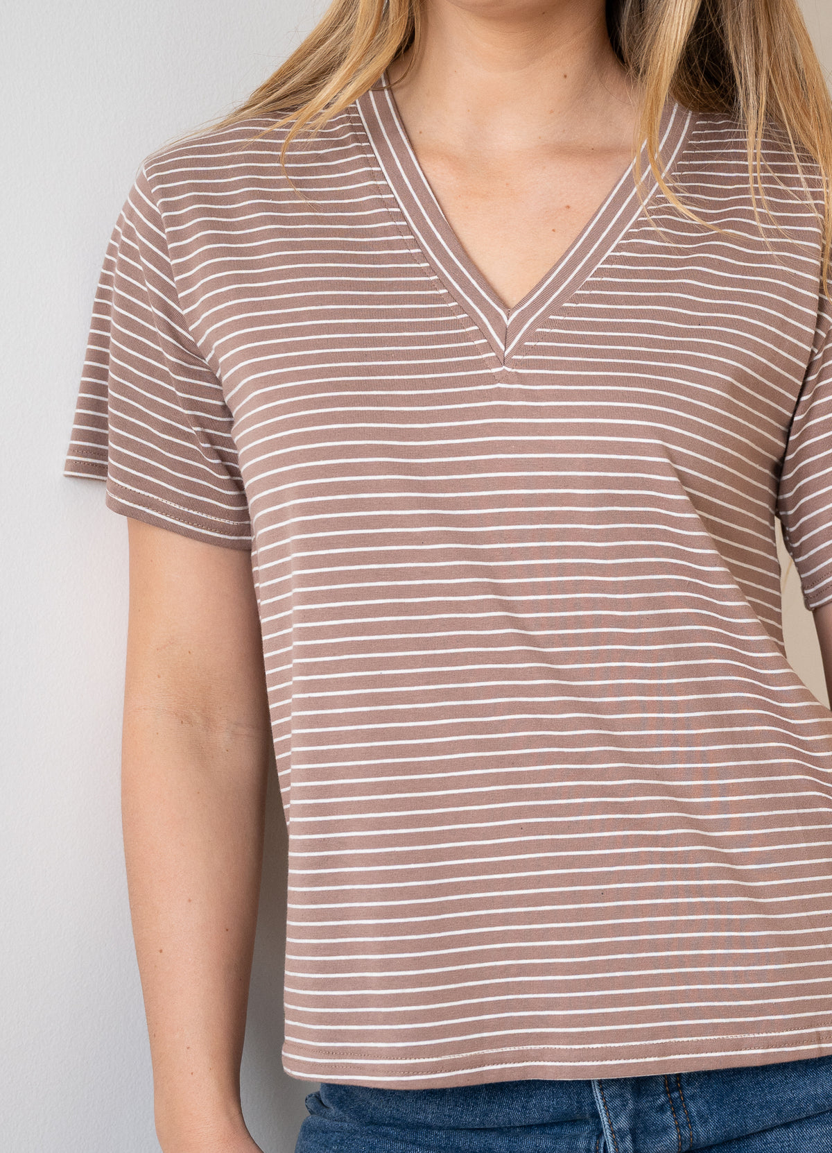 Pin Stripe Tee Mocha
