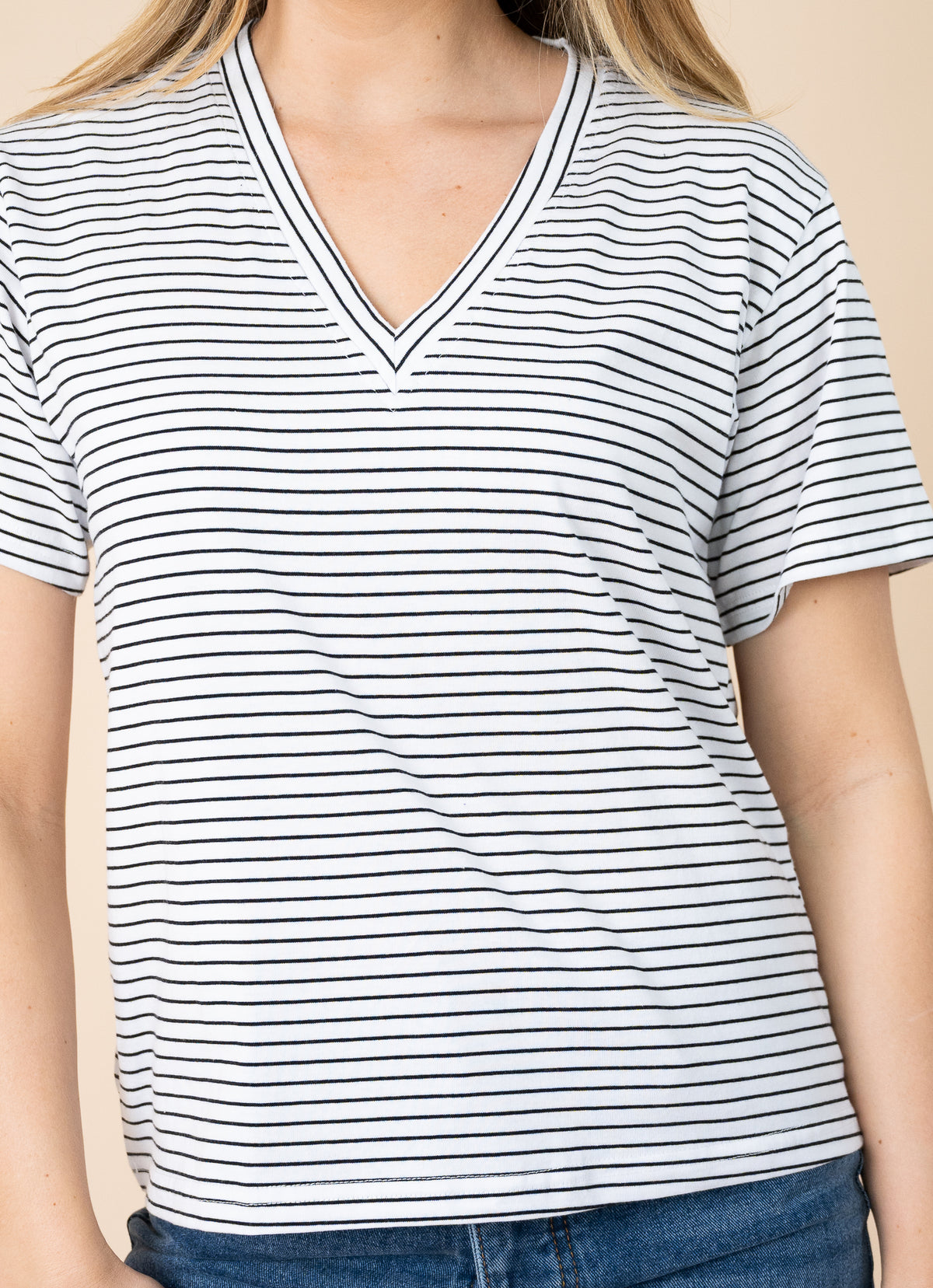 Pin Stripe Tee White