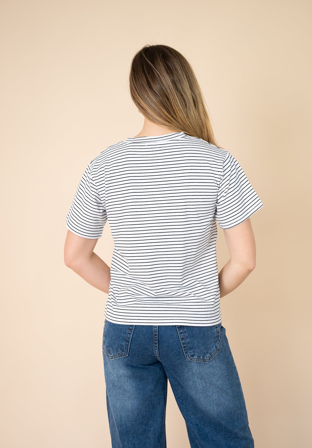 Pin Stripe Tee White