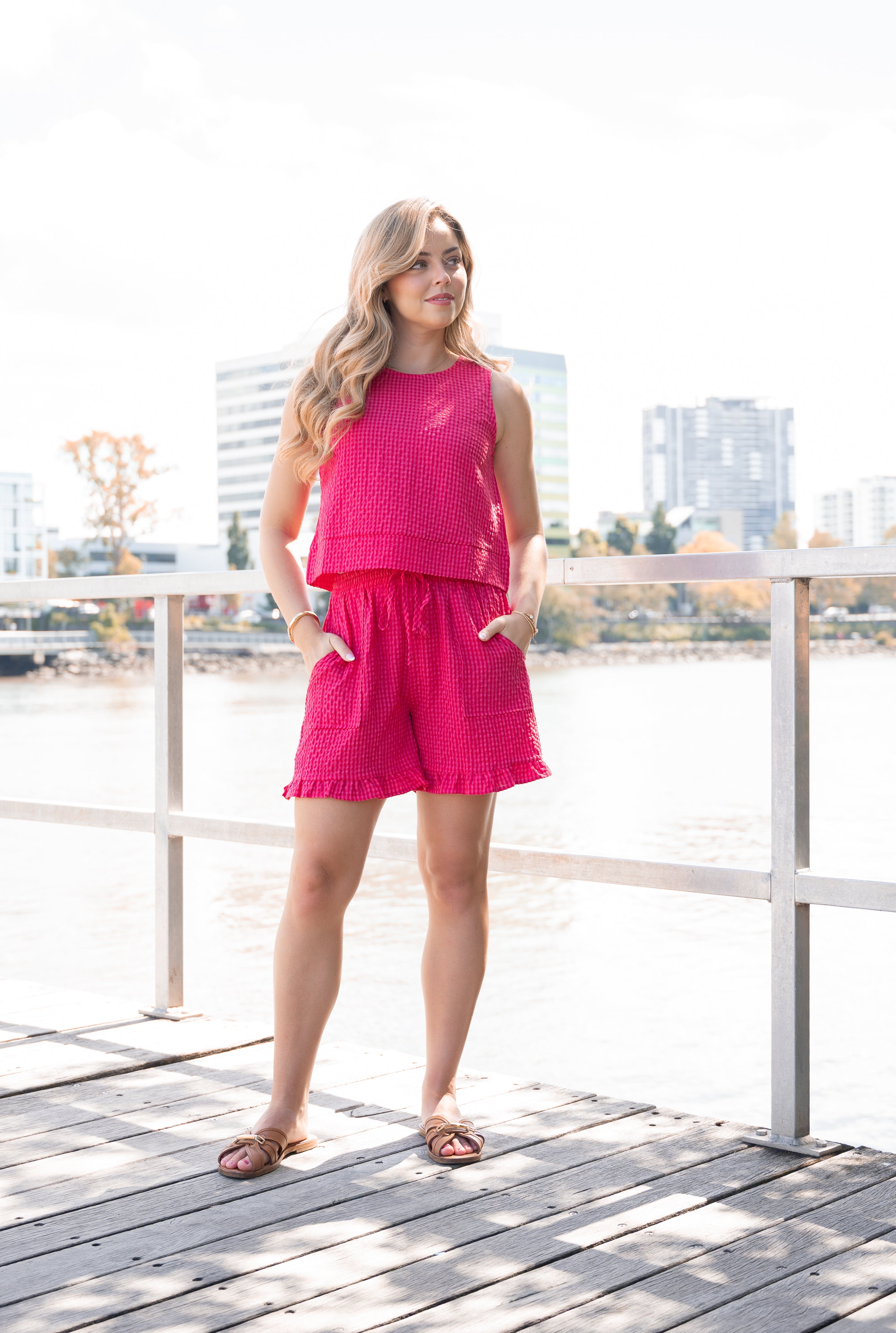 Mara Gingham Top Pink