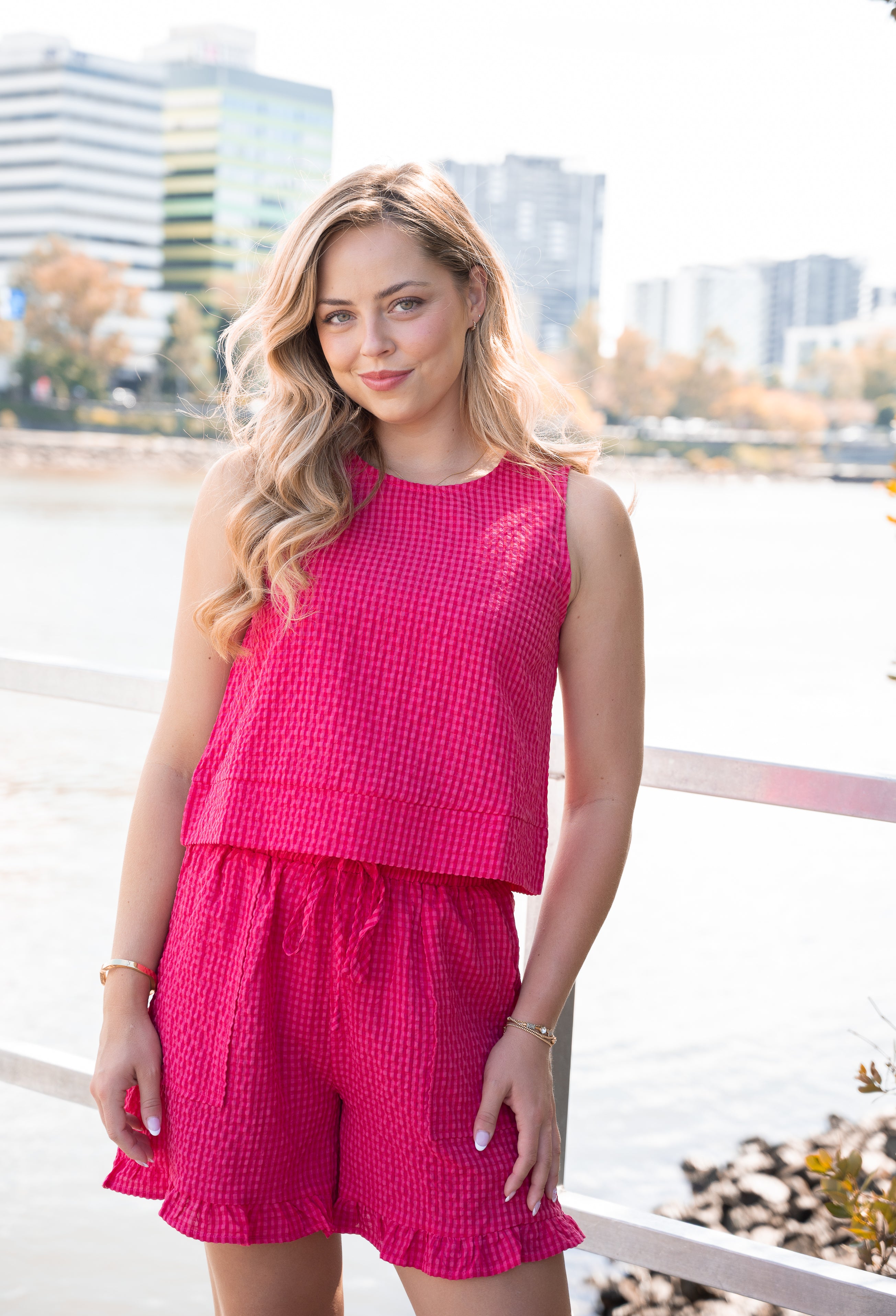 Mara Gingham Top Pink