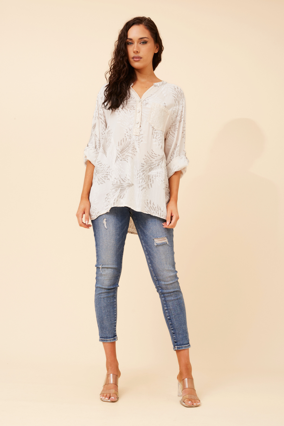 Renata Italian Linen Sequin Top
