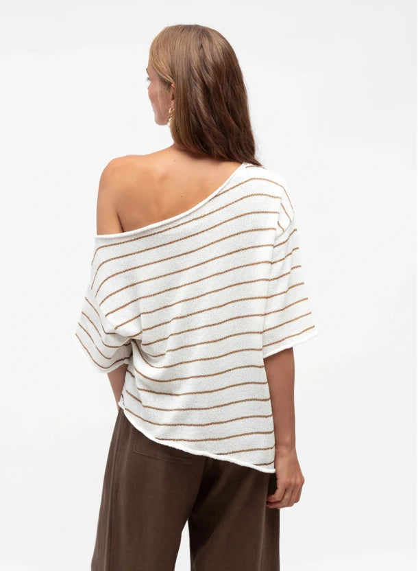 Kai Asymmetrical Boucle' Knit Top Beige