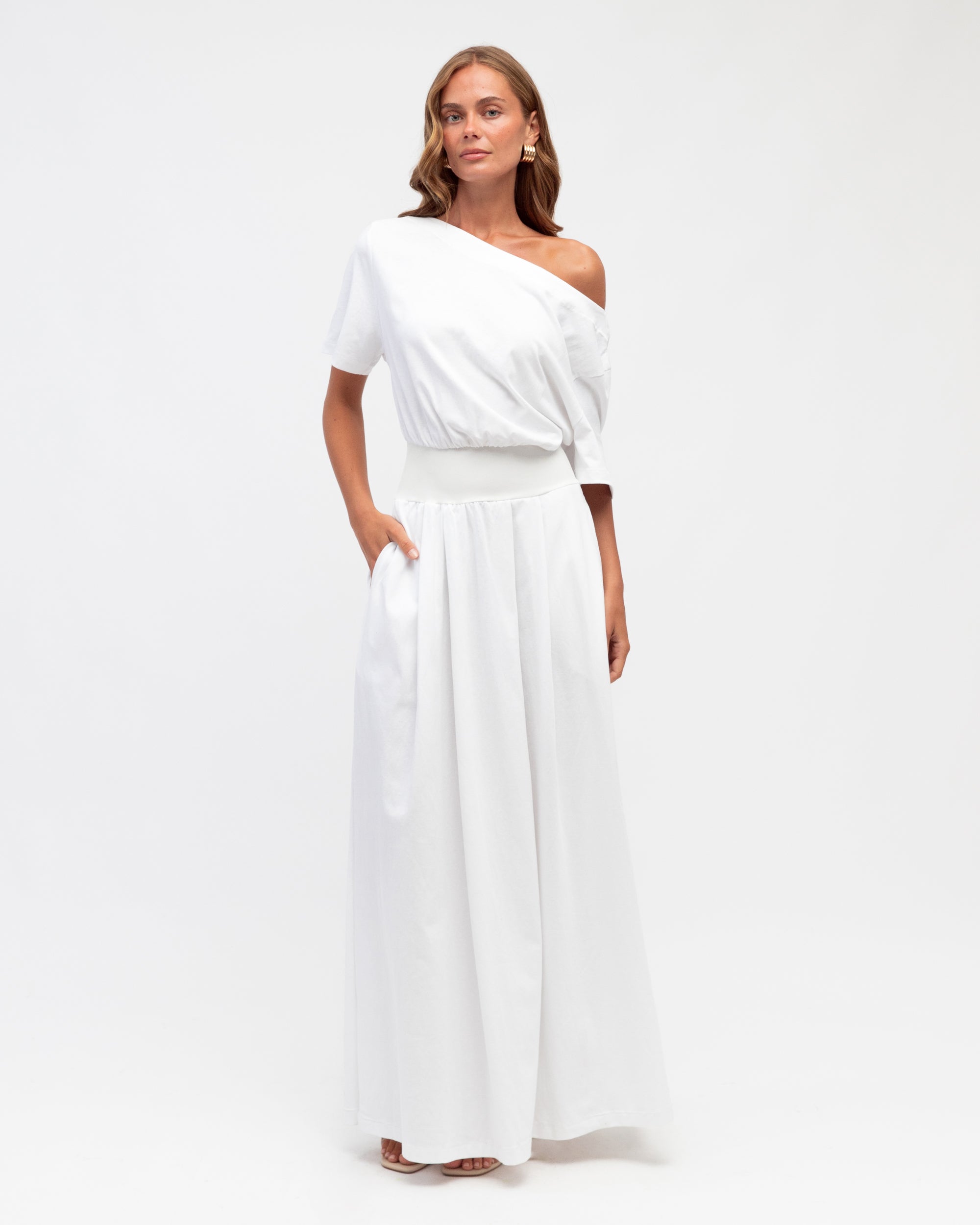 Asymmetrical Jersey Maxi Dress