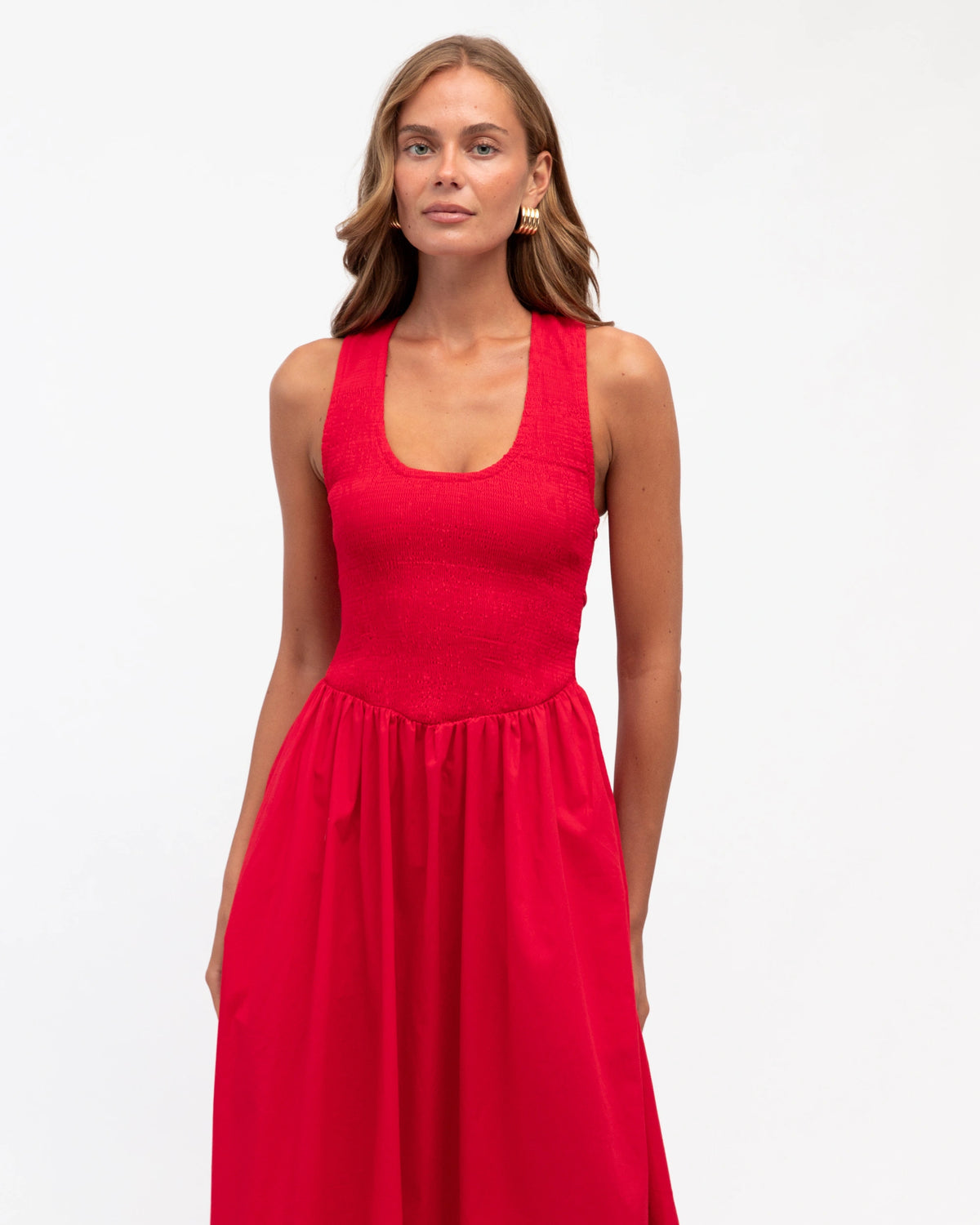 Shirred Racerback Maxi Dress