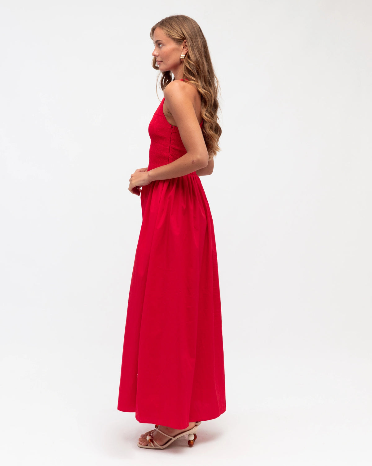 Shirred Racerback Maxi Dress