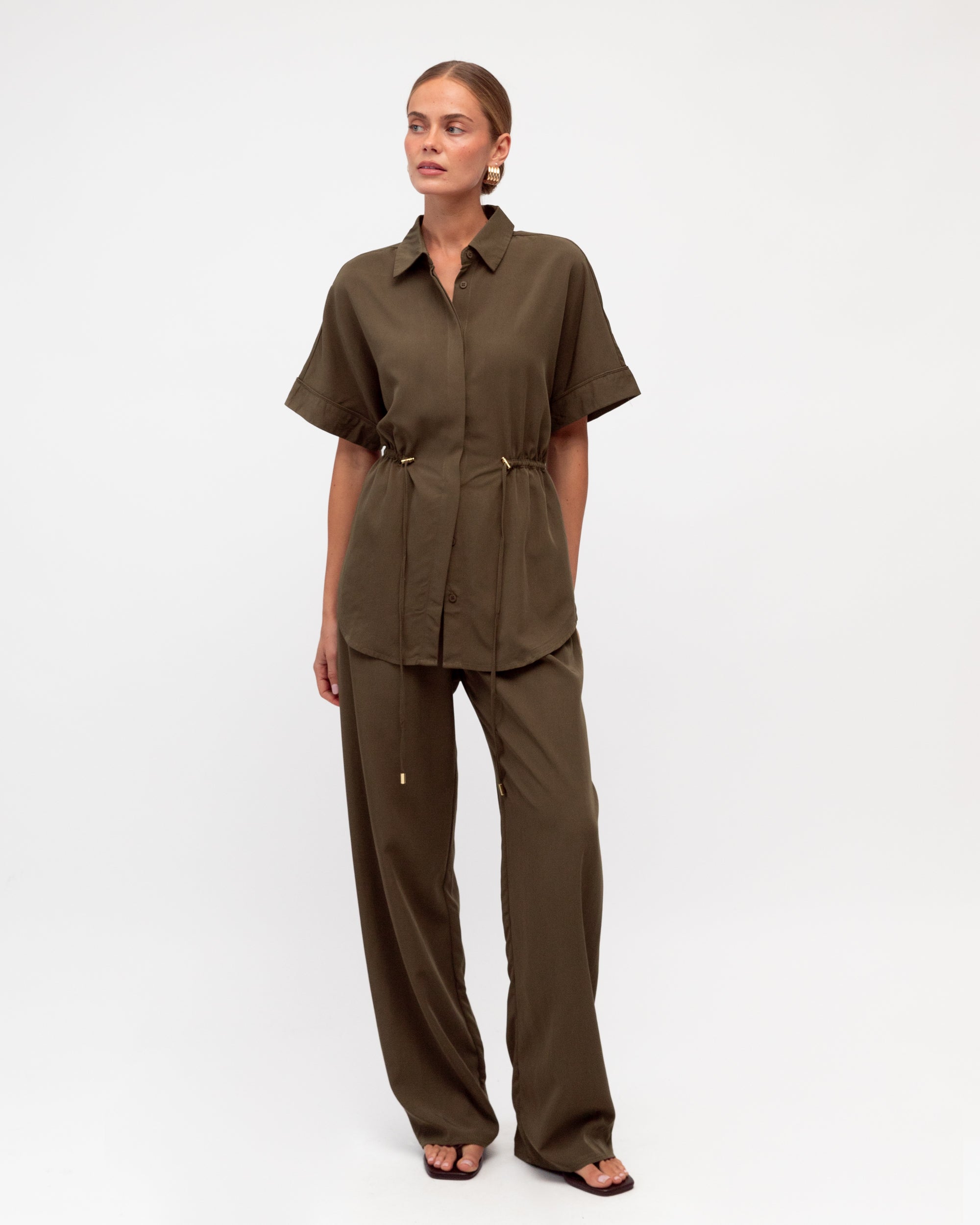 Maleny Drawstring Shirt Chocolate