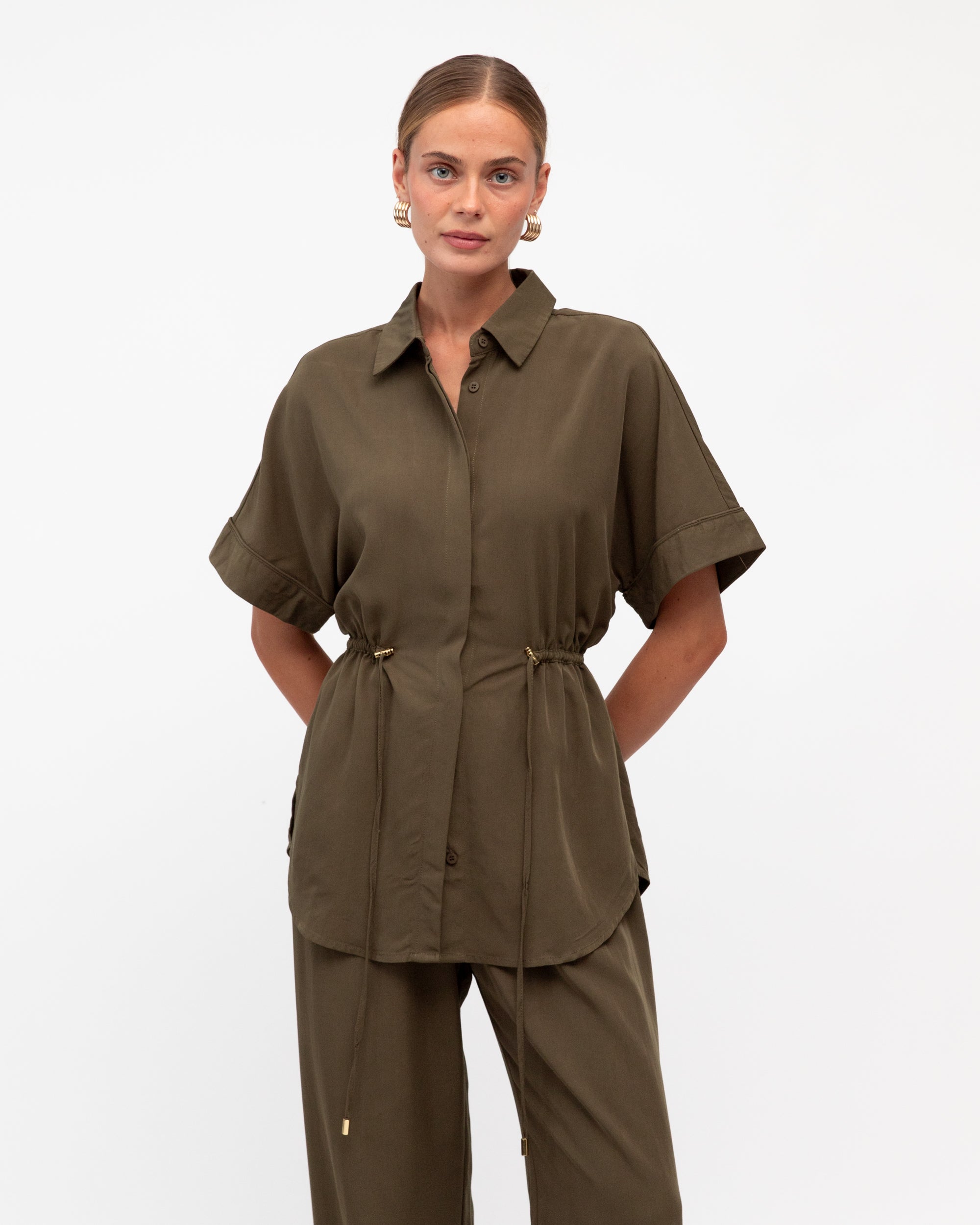 Maleny Drawstring Shirt Chocolate