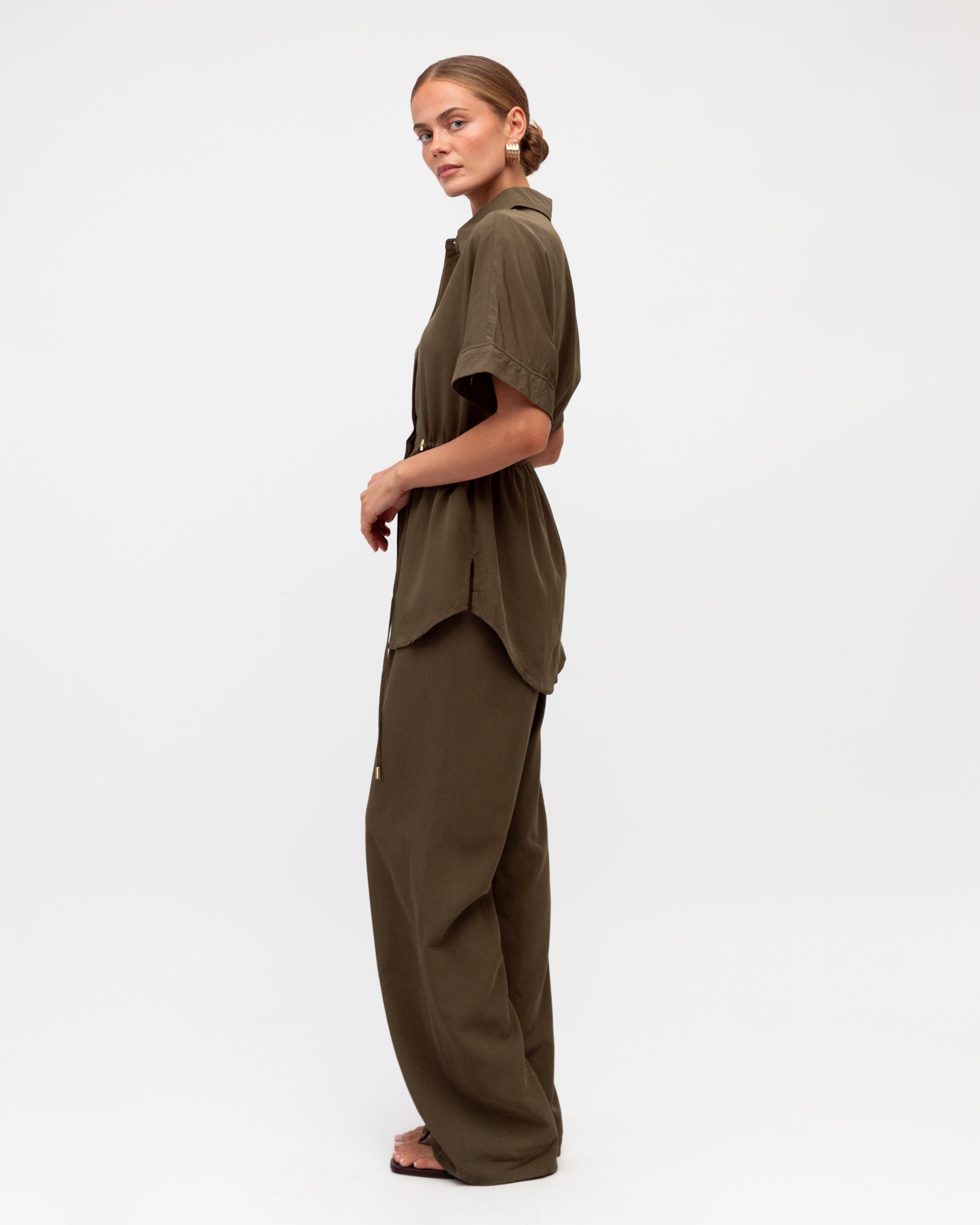 Maleny Drawstring Shirt Chocolate